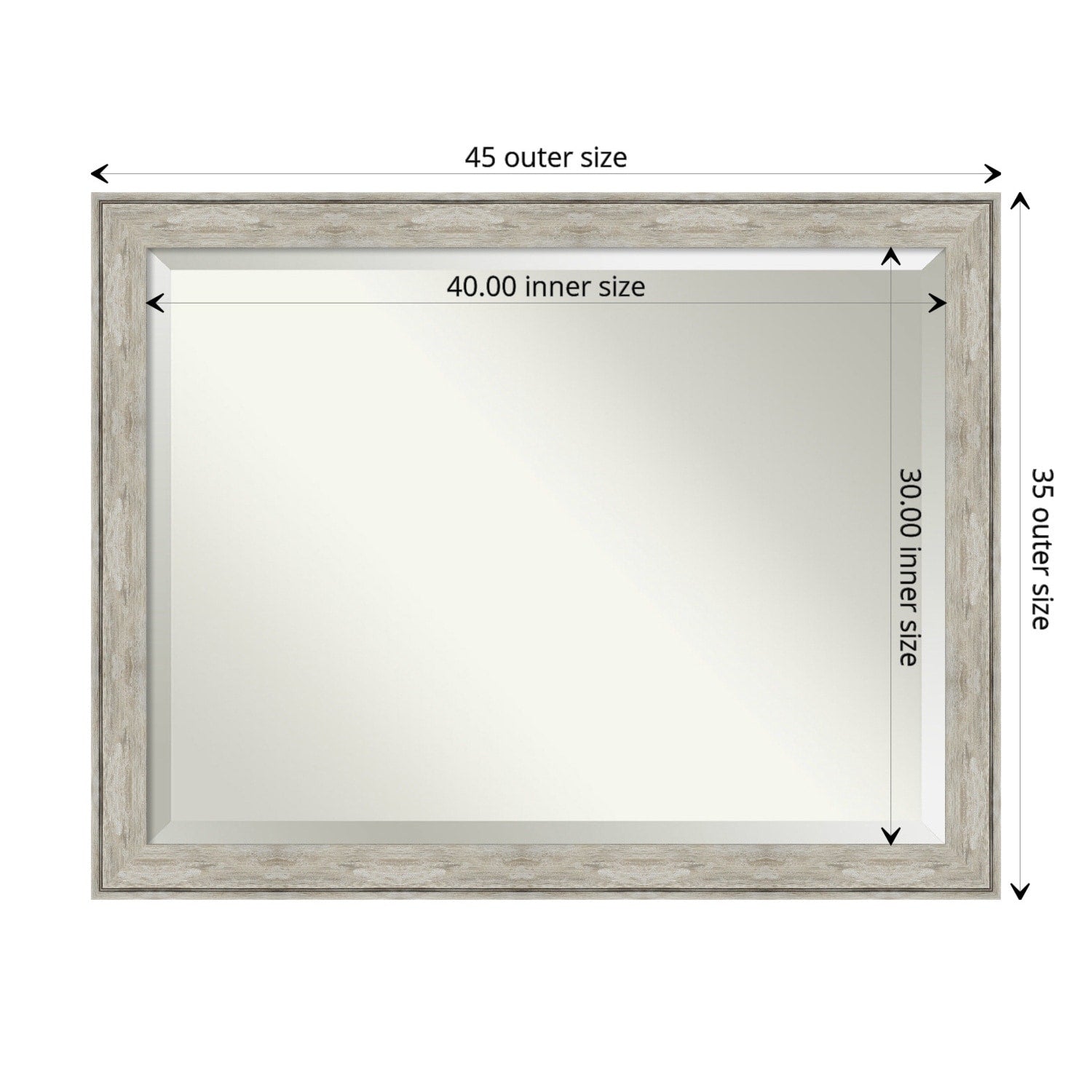 Beveled Bathroom Wall Mirror - Crackled Metallic Frame