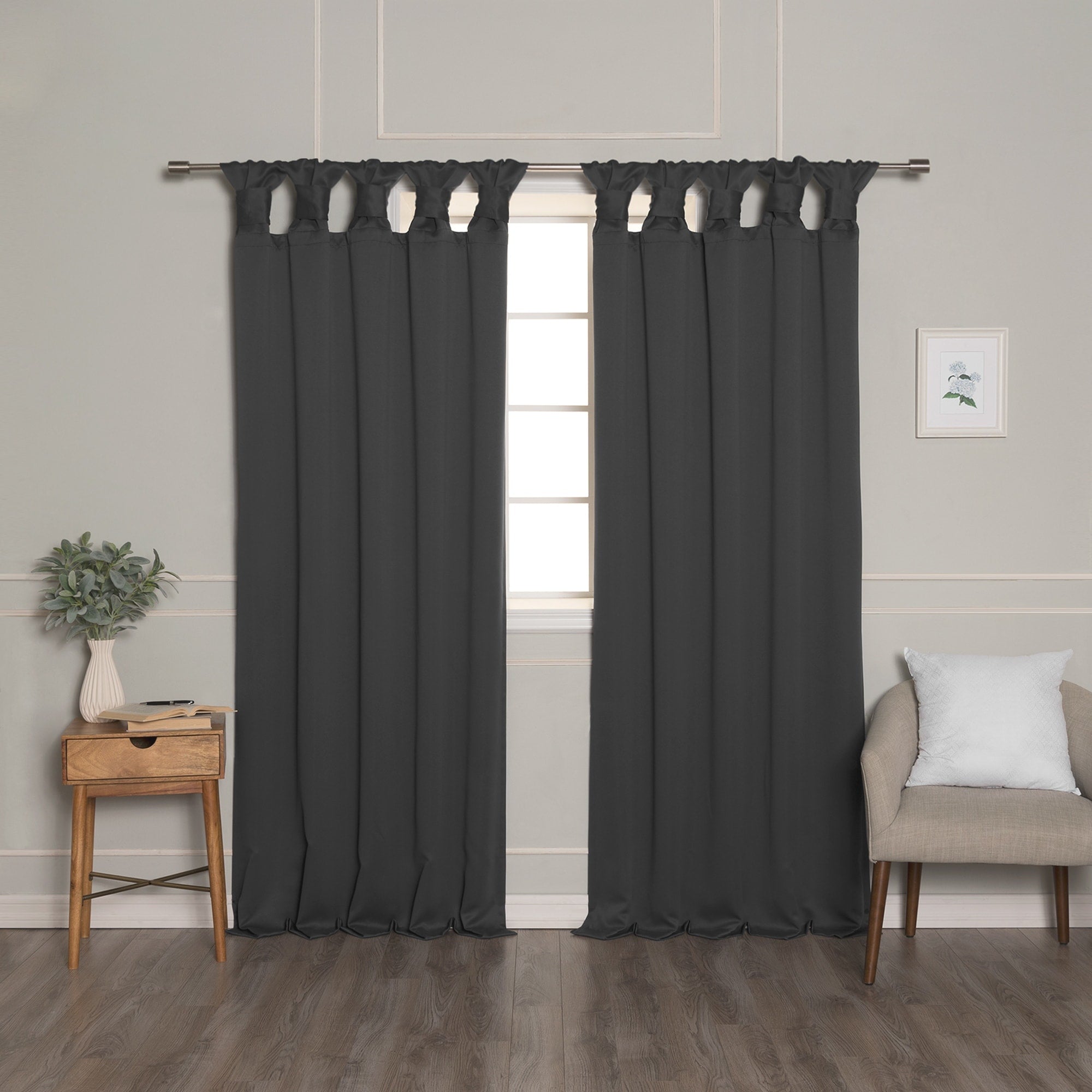 Aurora Home Thermal Insulated Blackout Knotted Tab Curtains