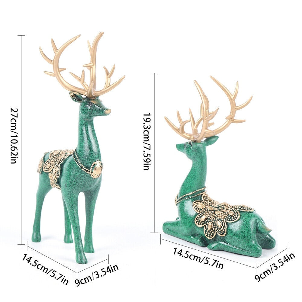 Blue Deer Figurine Home Decor Resin Sculpture Decorative Gifts