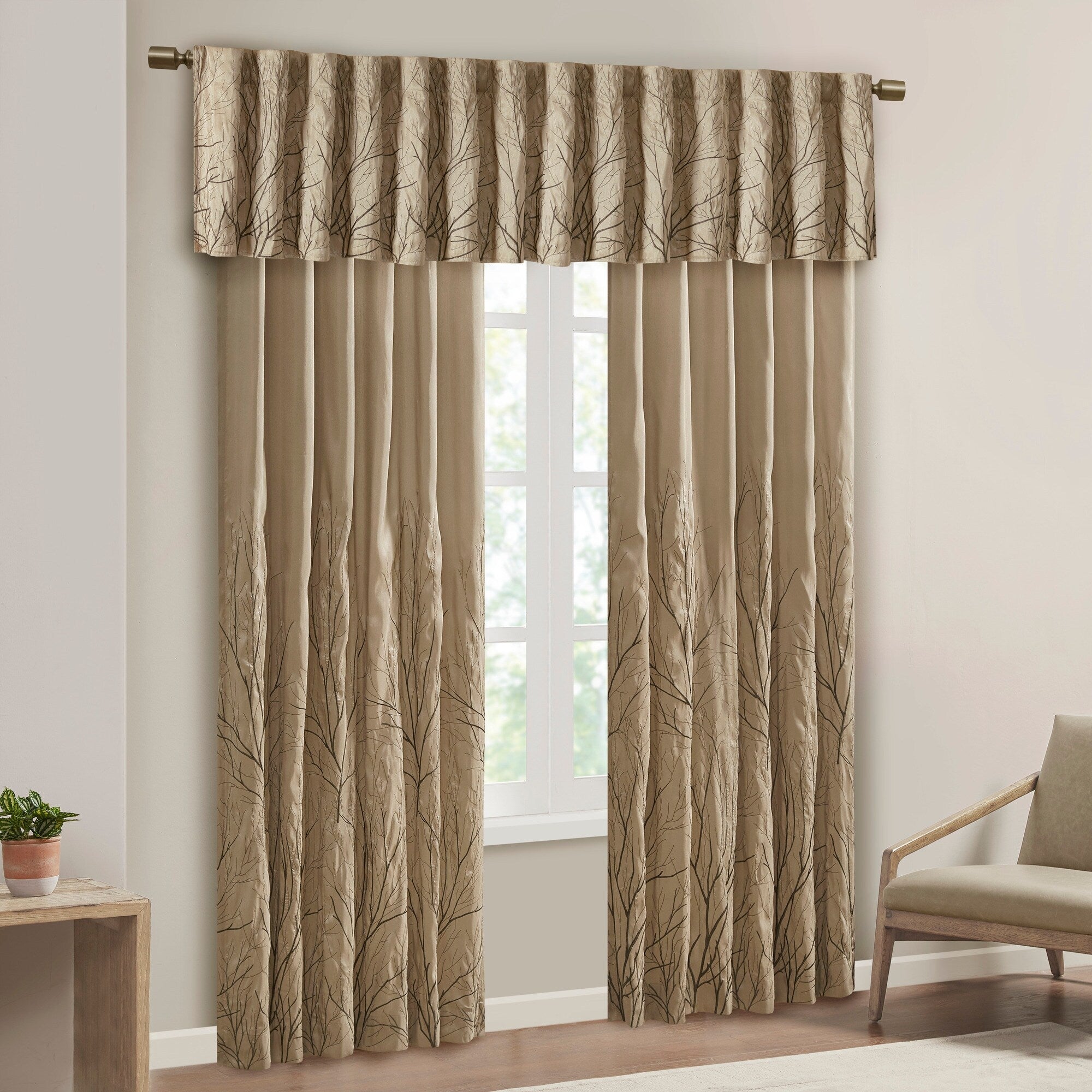 Madison Park Eliza Faux Silk Embroidered Window Valance - 50 x 18