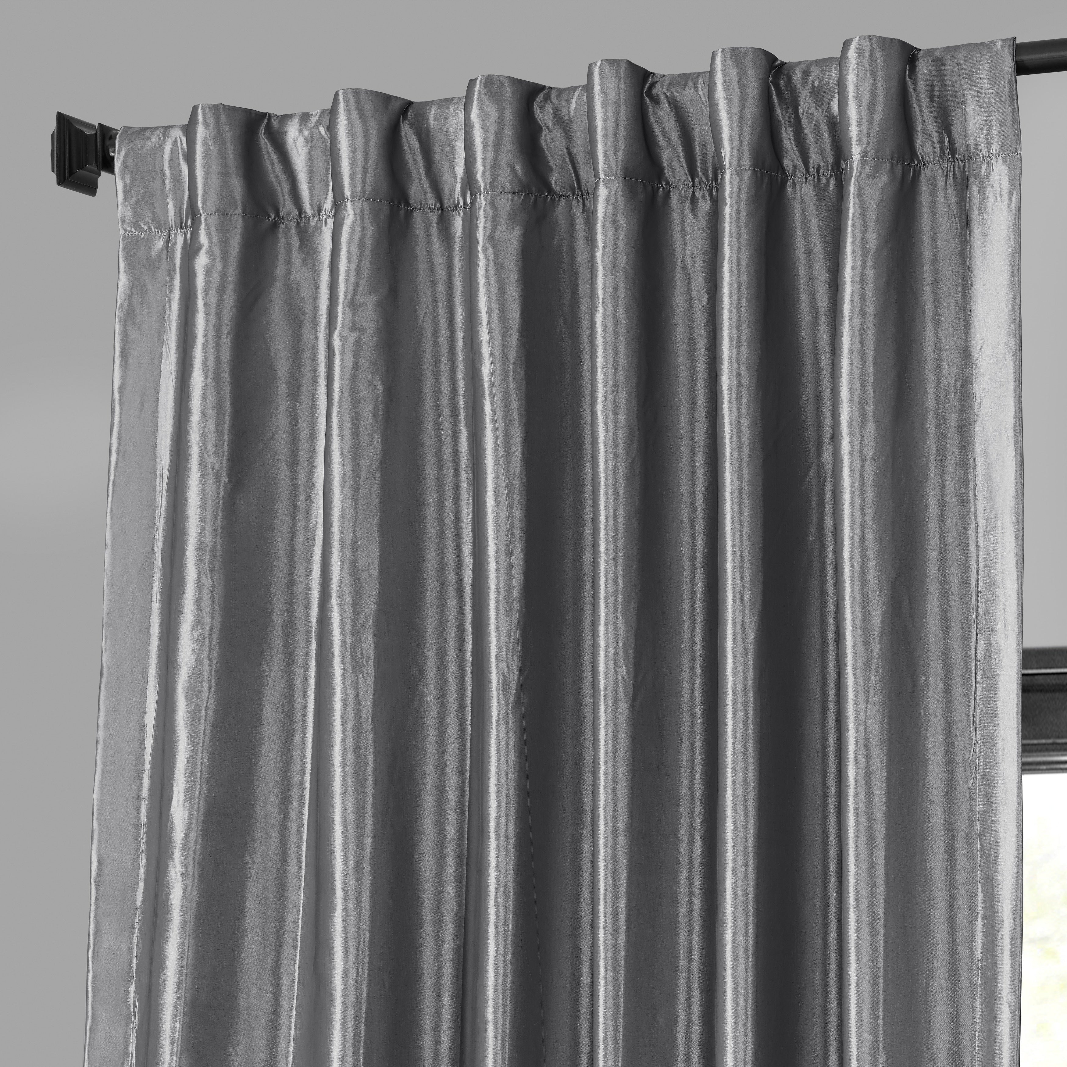 Exclusive Fabric Faux Silk Taffeta Solid Blackout Curtain (1 Panel)