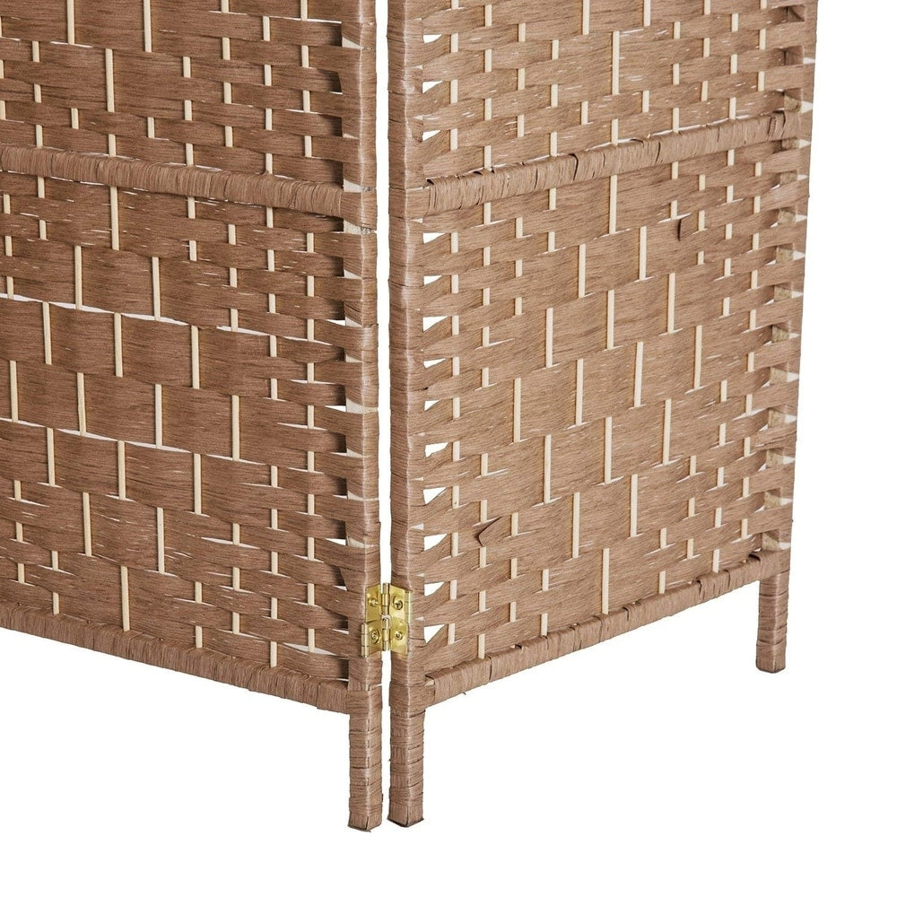 HomCom 6' Tall Wicker Weave Six Panel Room Divider Privacy Screen - Natural Blonde Wood