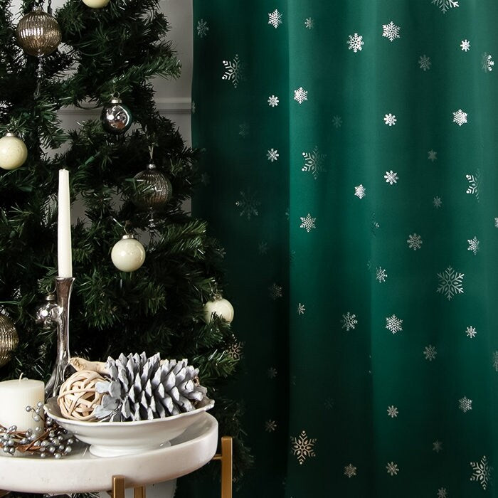 Aurora Home Silver Foil Snowflake Thermal Insulated Blackout Curtains