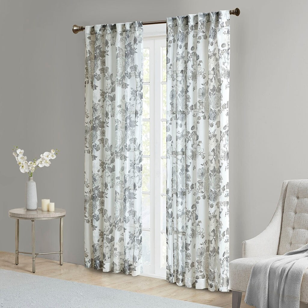 Rod Pocket and Back Tab Voile Sheer Curtain