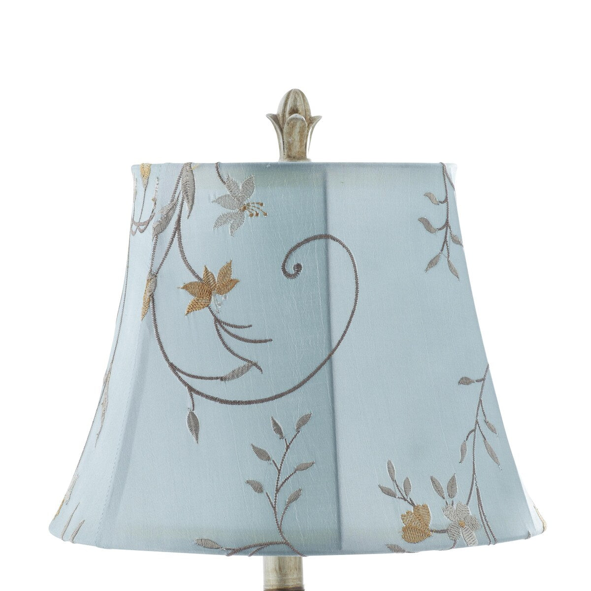 Polystone Floral Antique Style Room Buffet Lamp with Tapered Shade - Brass - Roche River Decor