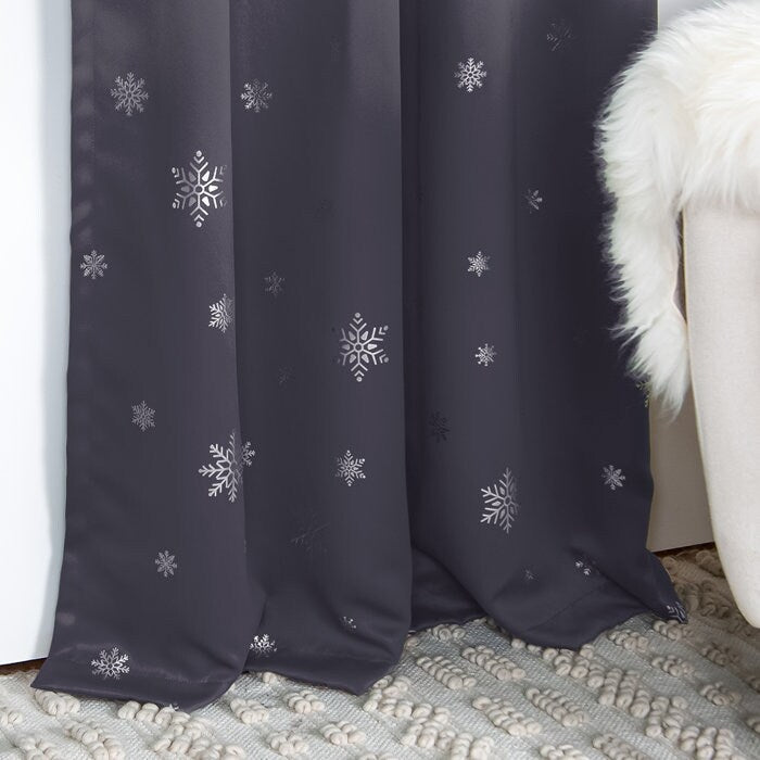 Aurora Home Silver Foil Snowflake Thermal Insulated Blackout Curtains