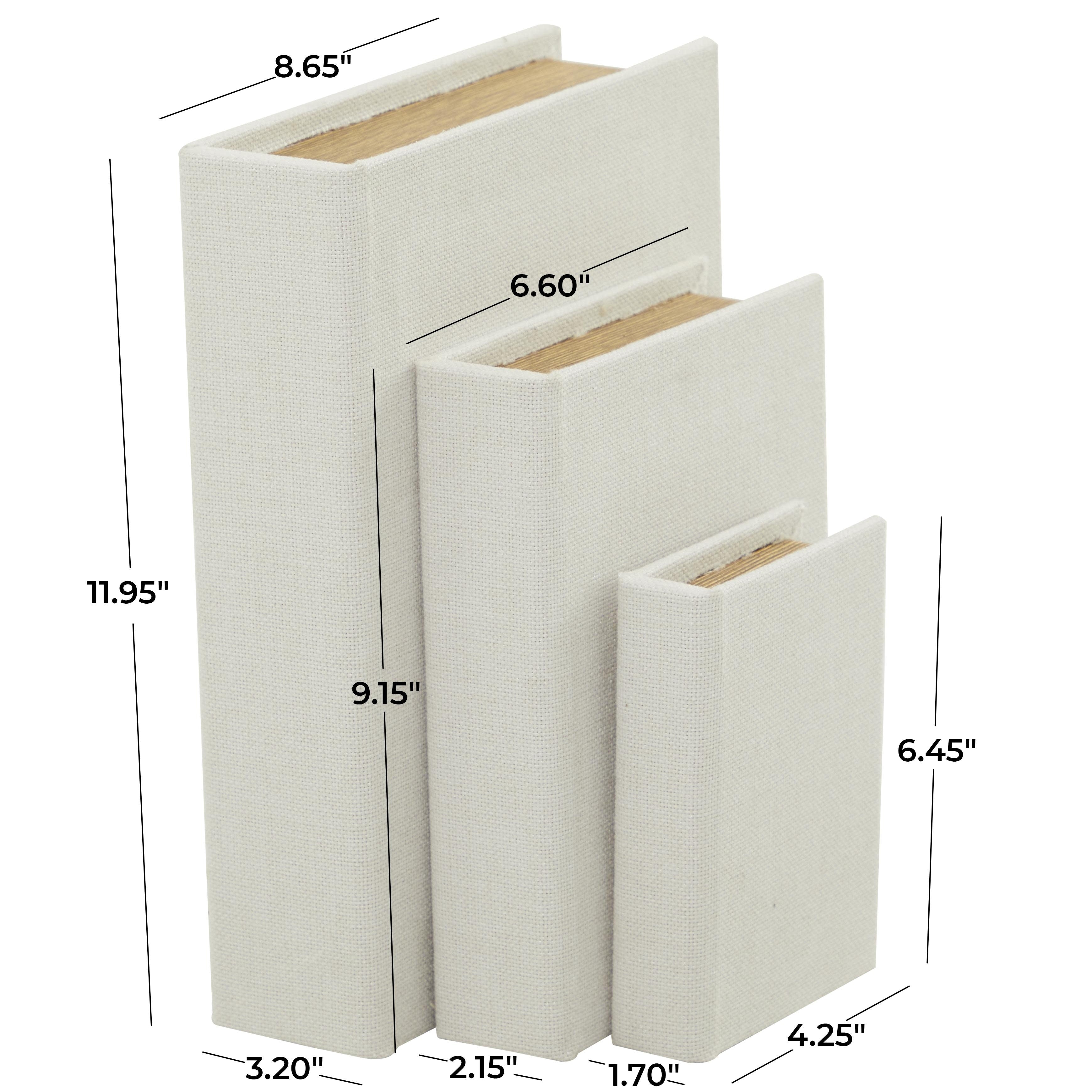 Linen Leather or Wooden Fabric Storage Book Decorative Box - Set of 3 or 4 Multi Colored - Roche River Decor