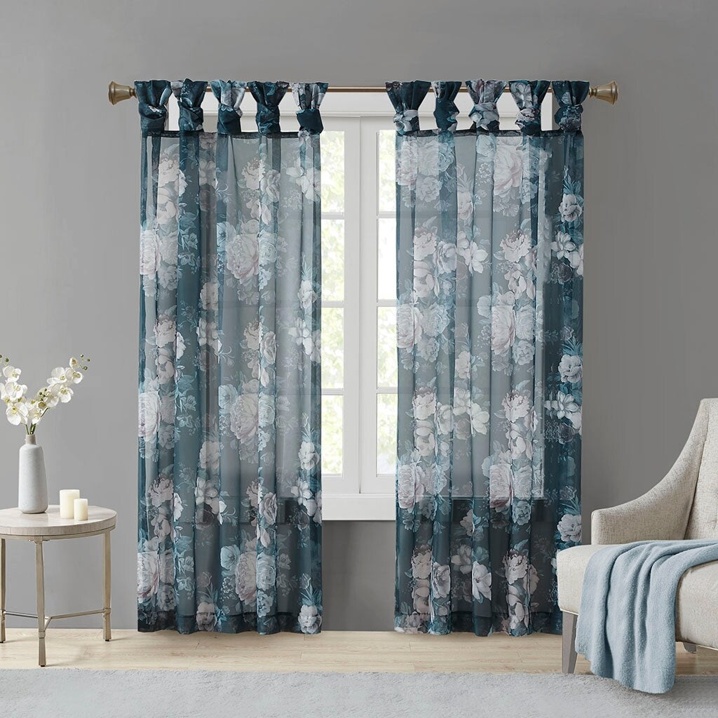 Rod Pocket and Back Tab Voile Sheer Curtain