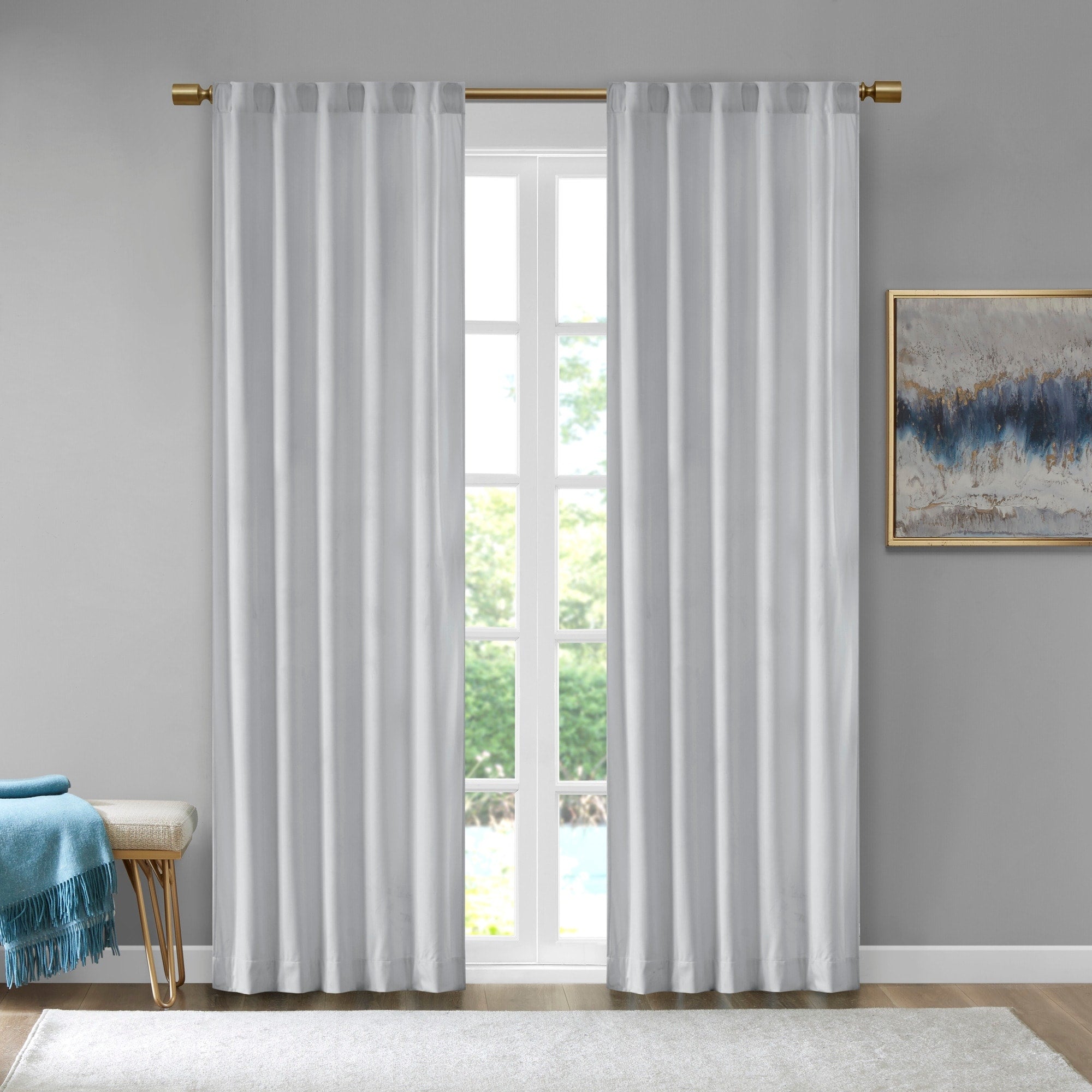 510 Design Garett Room Darkening Poly Velvet Rod Pocket/Back Tab Curtain Panel Pair