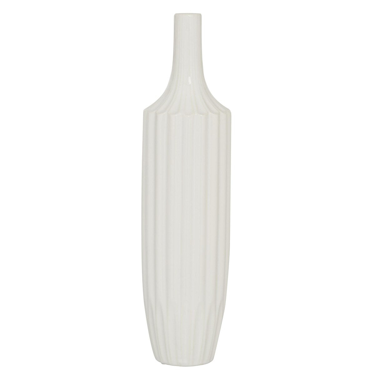 Ceramic Stripe Texture Decorative Vase - White - Roche River Decor