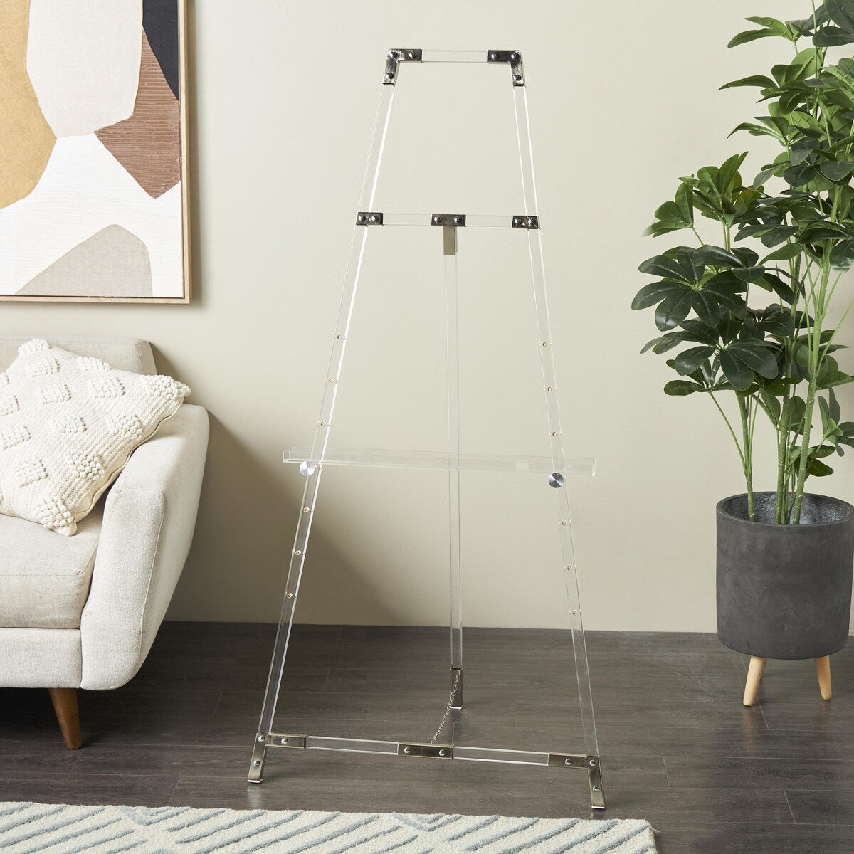 Acrylic Plastic Adjustable 7 Tier Display Easel with Silver or Gold Accents and Chain Support - Clear - Roche River Decor