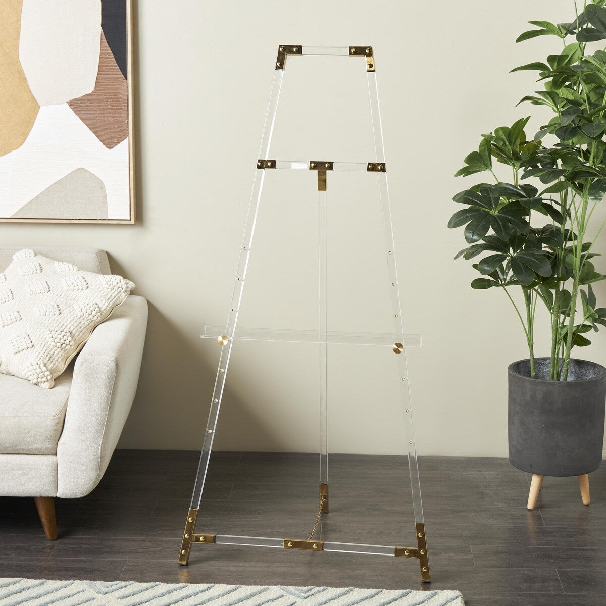 Acrylic Plastic Adjustable 7 Tier Display Easel with Silver or Gold Accents and Chain Support - Clear - Roche River Decor