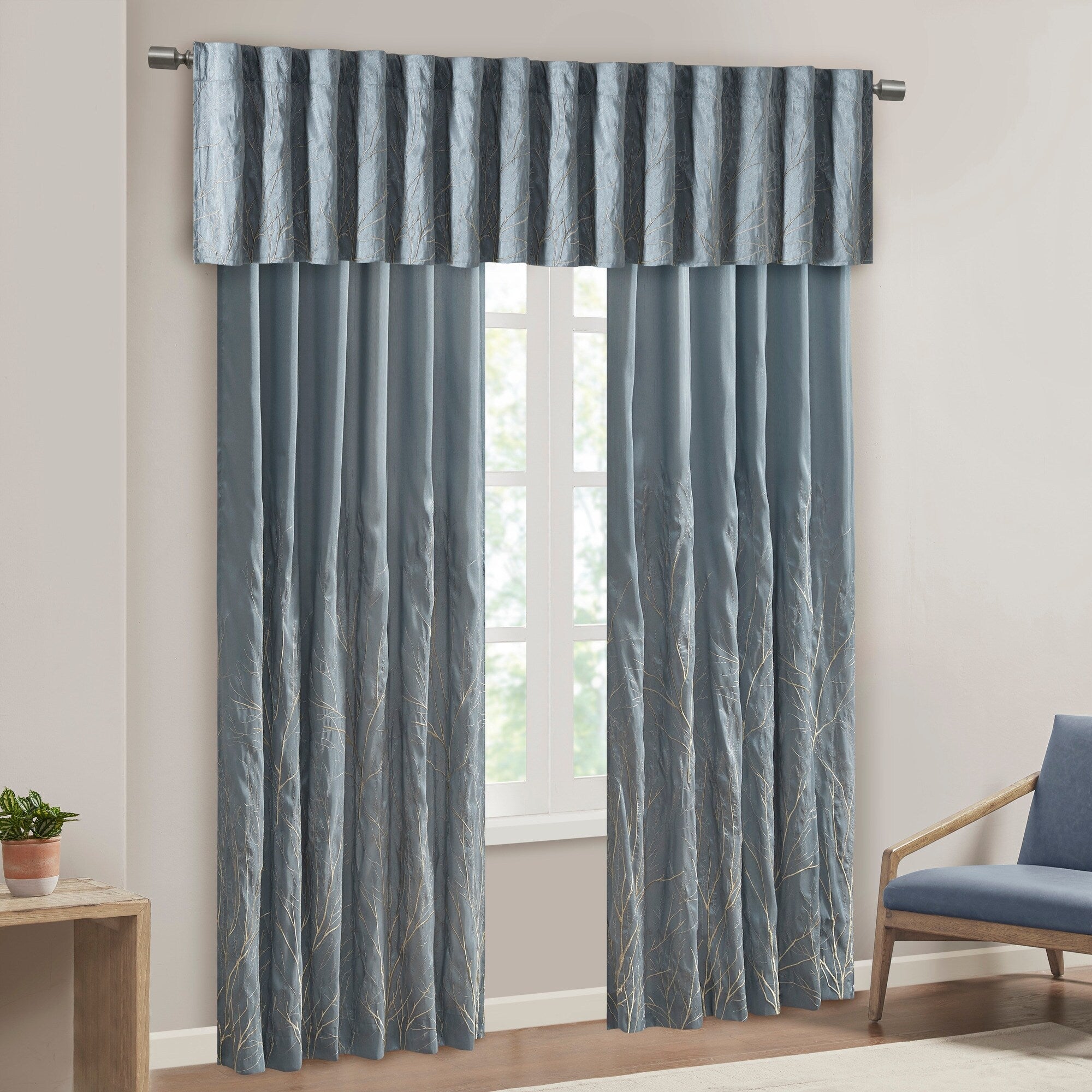 Madison Park Eliza Faux Silk Embroidered Window Valance - 50 x 18