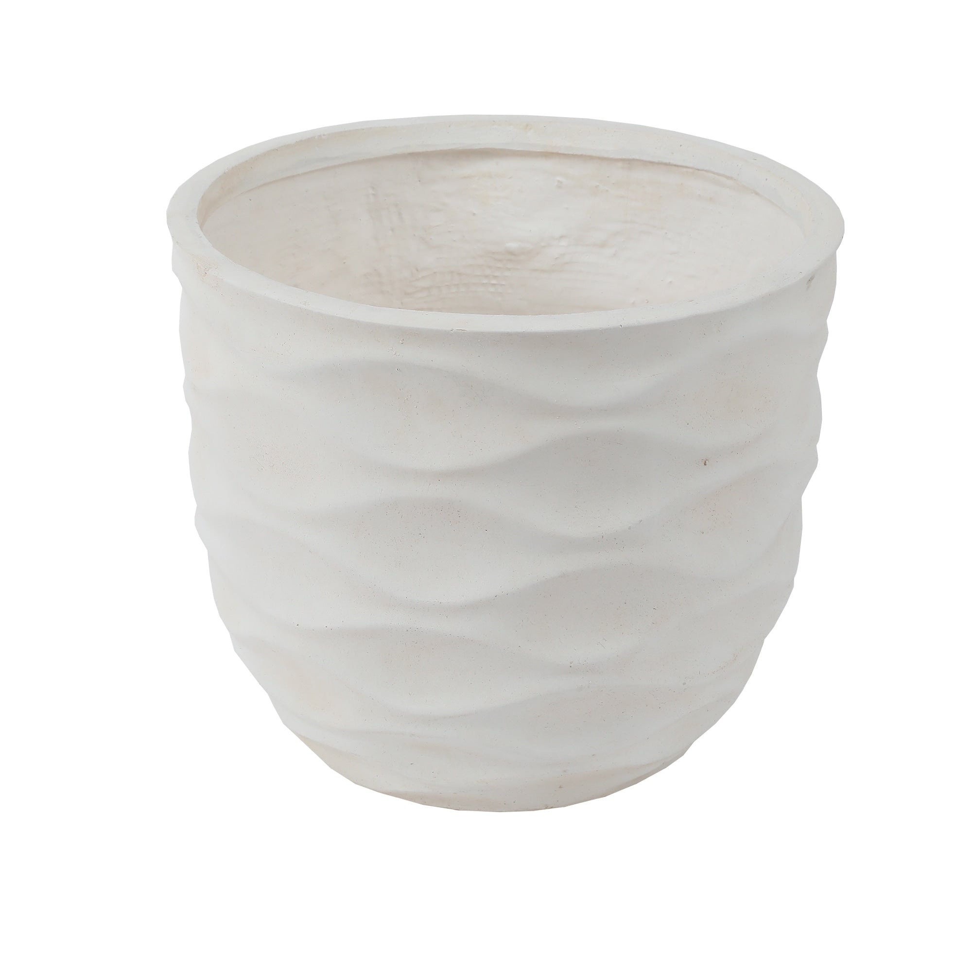 Kayu 2-piece Wavy Design White MgO Planters by Havenside Home