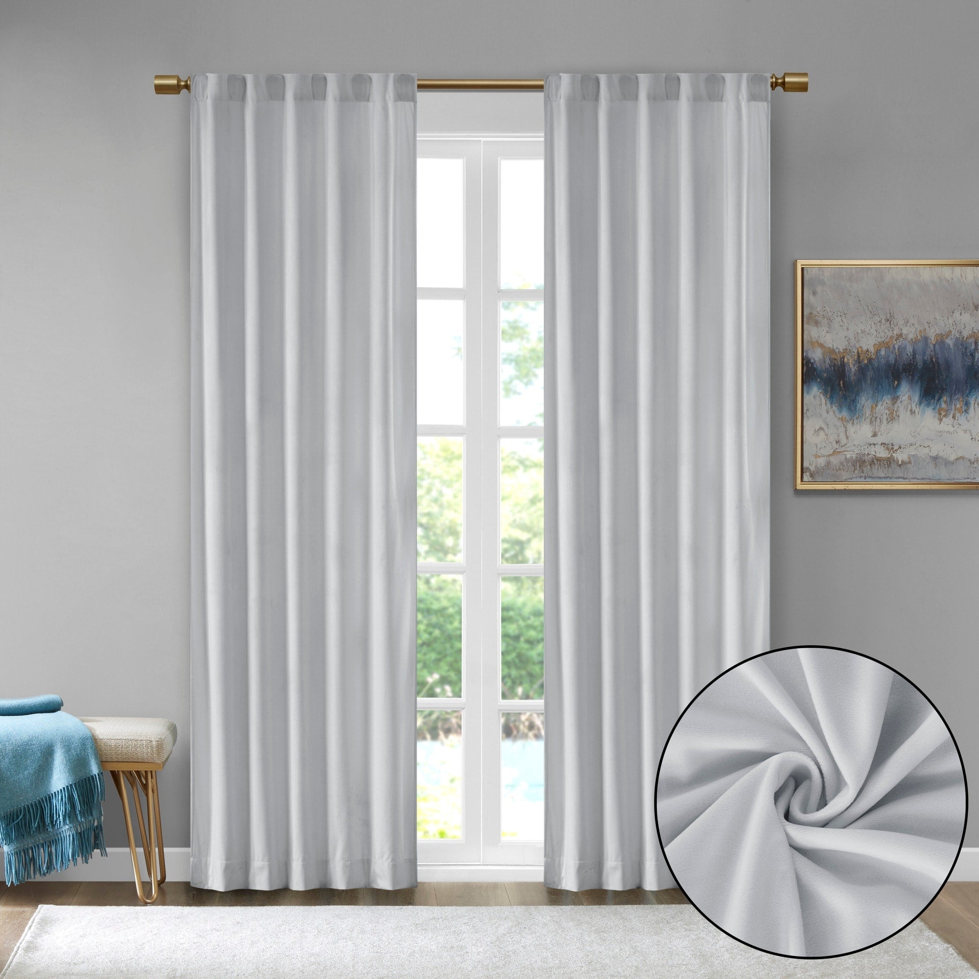 510 Design Garett Room Darkening Poly Velvet Rod Pocket/Back Tab Curtain Panel Pair