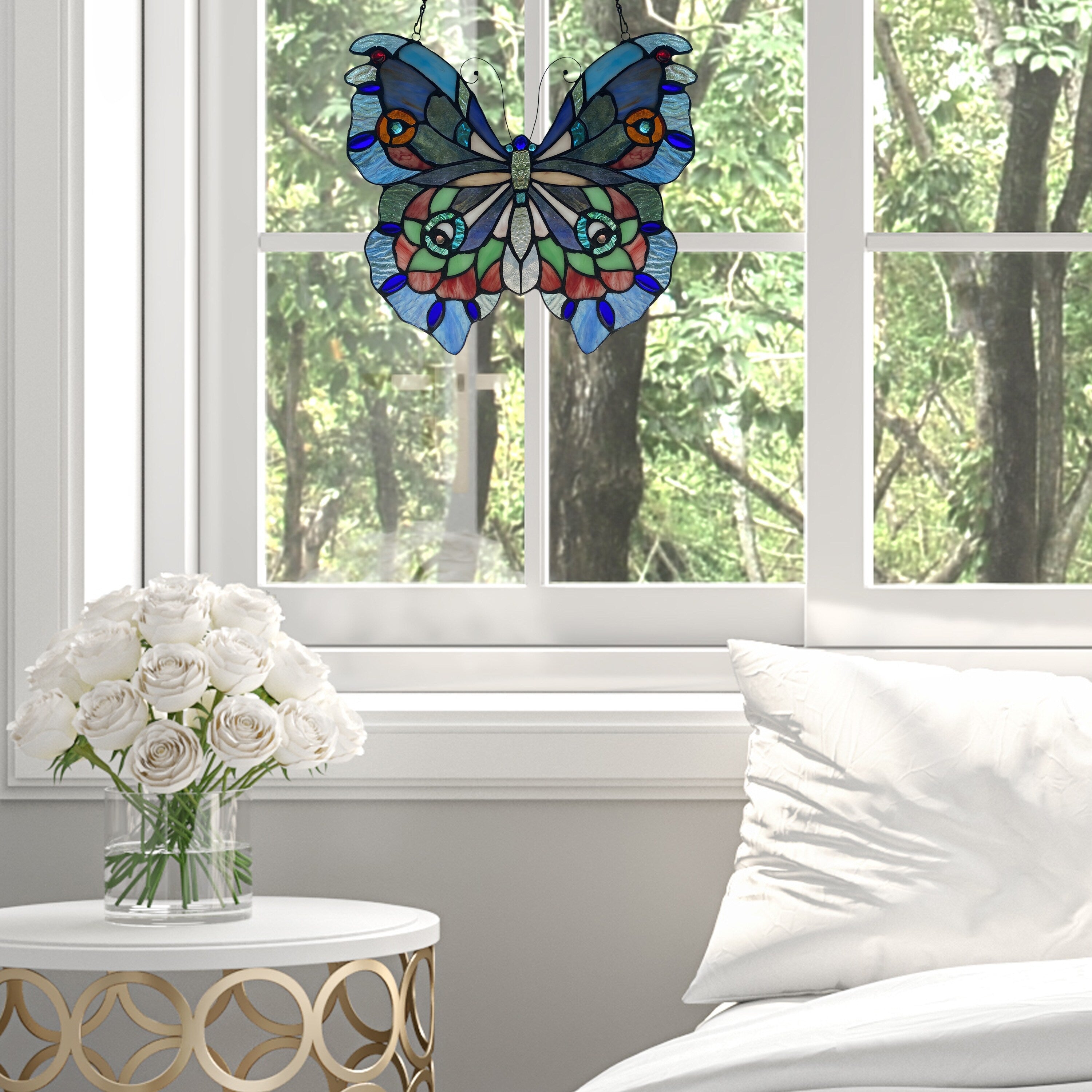 River of Goods 12H Love Life Butterfly Stained Glass Window Panel - 12.5 x 0.5 x 12