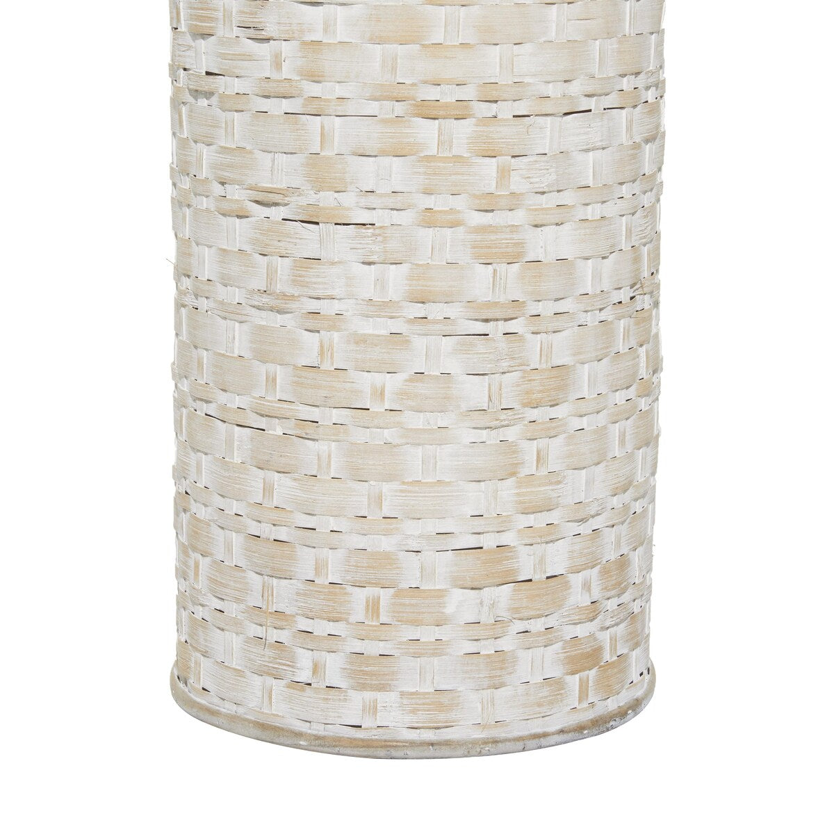 Bamboo Wood Tall Woven Floor Decorative Vase - White - Roche River Decor