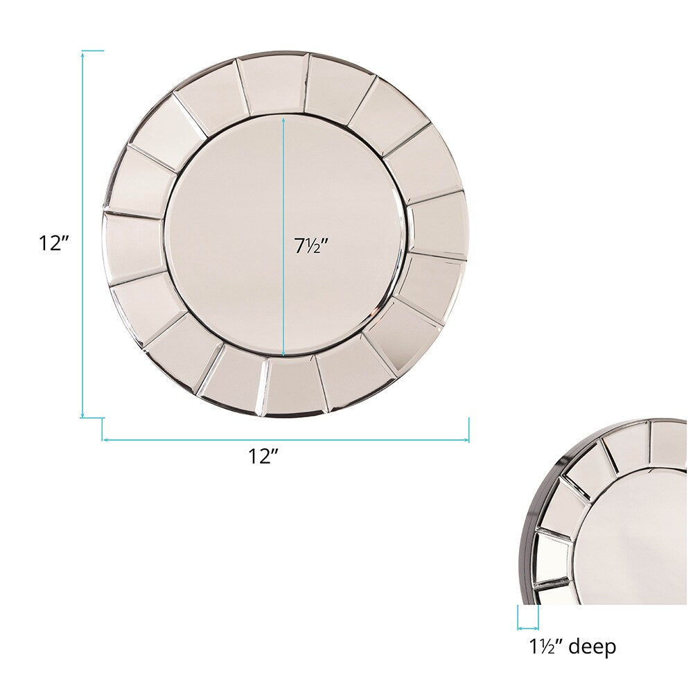 Allan Andrews Round Tiled Dina Accent Wall Mirror - Chrome - 12 H x 12 W x 1 D