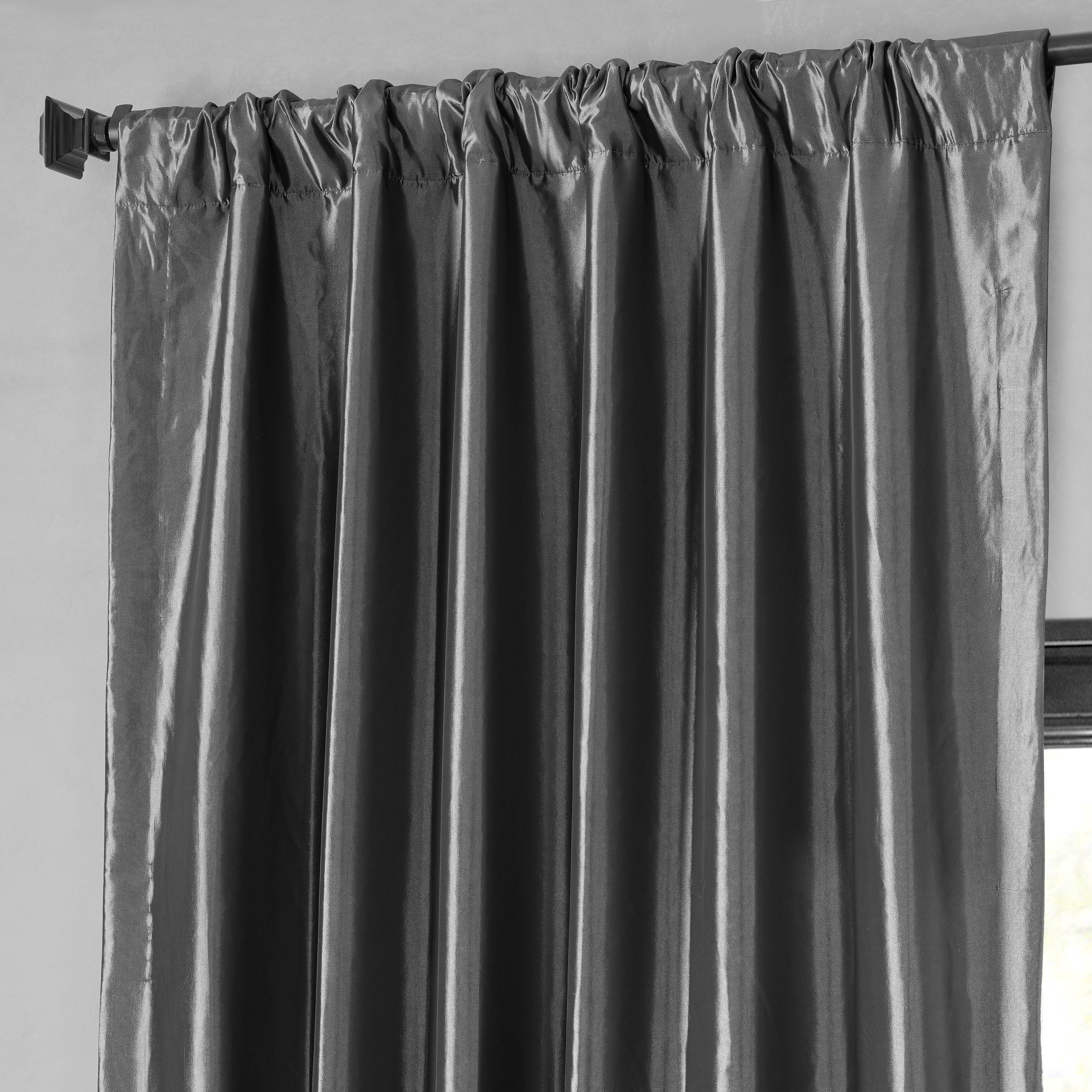 Exclusive Fabric Faux Silk Taffeta Solid Blackout Curtain (1 Panel)