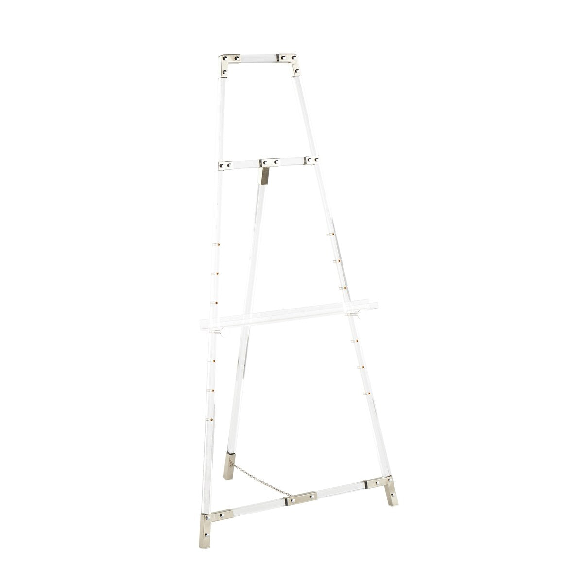 Acrylic Plastic Adjustable 7 Tier Display Easel with Silver or Gold Accents and Chain Support - Clear - Roche River Decor