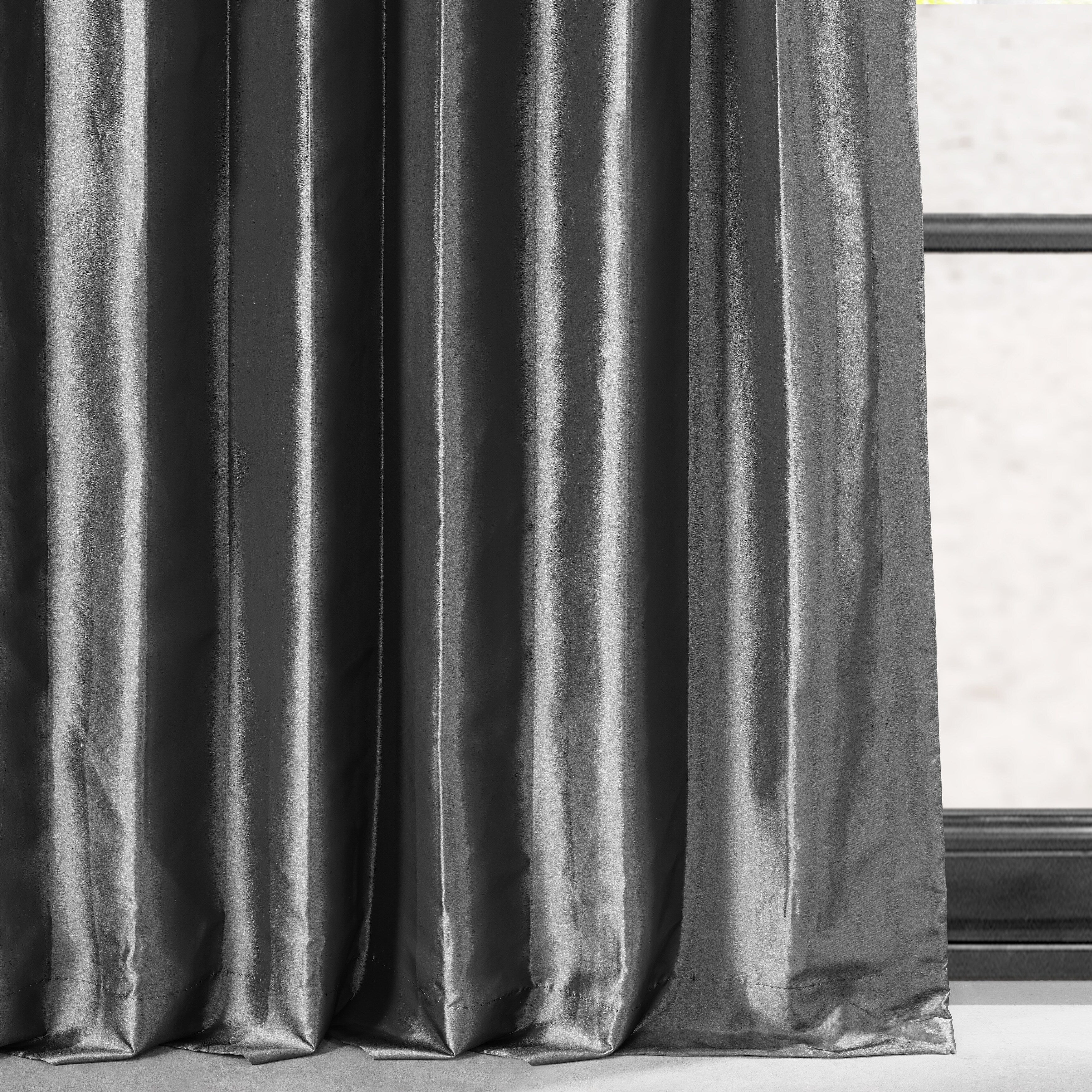 Exclusive Fabric Faux Silk Taffeta Solid Blackout Curtain (1 Panel)