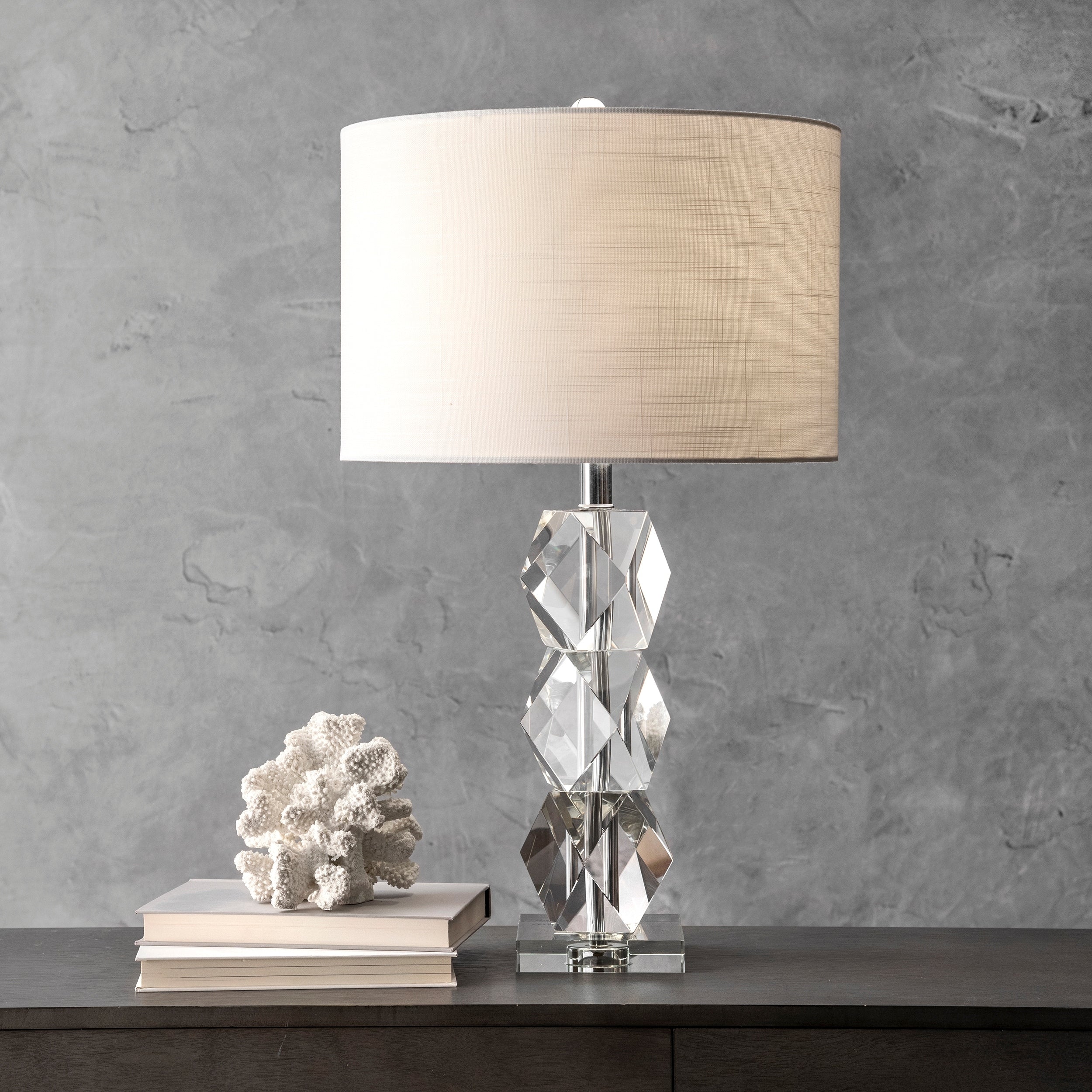 Brooklyn Rug Co 27 Crystal on the Rocks Faux Silk Shade Table Lamp - 15W x 15D x 27H