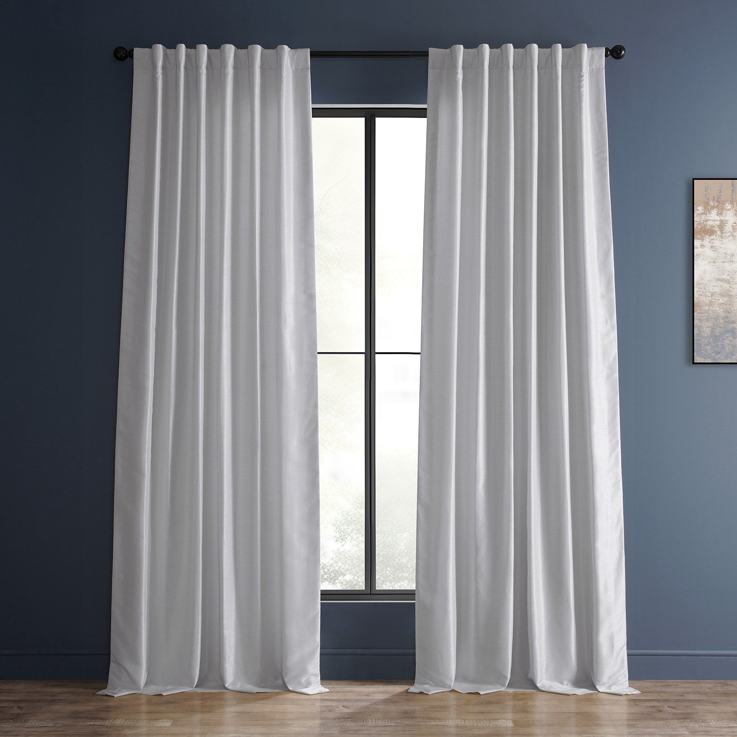 Exclusive Fabrics Ice Vintage Textured Faux Dupioni Room Darkening Silk Curtains (1 Panel)