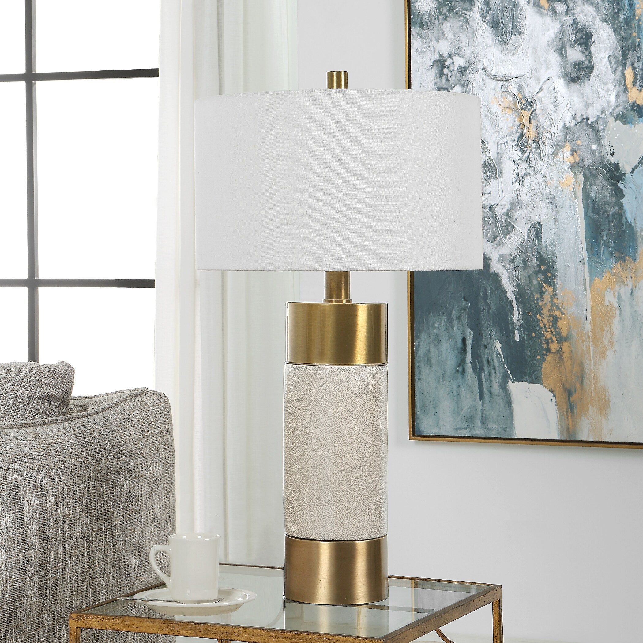 Uttermost Adelia Ivory & Brass Table Lamp - 17 W x 30.5 H x 17 D (inches)