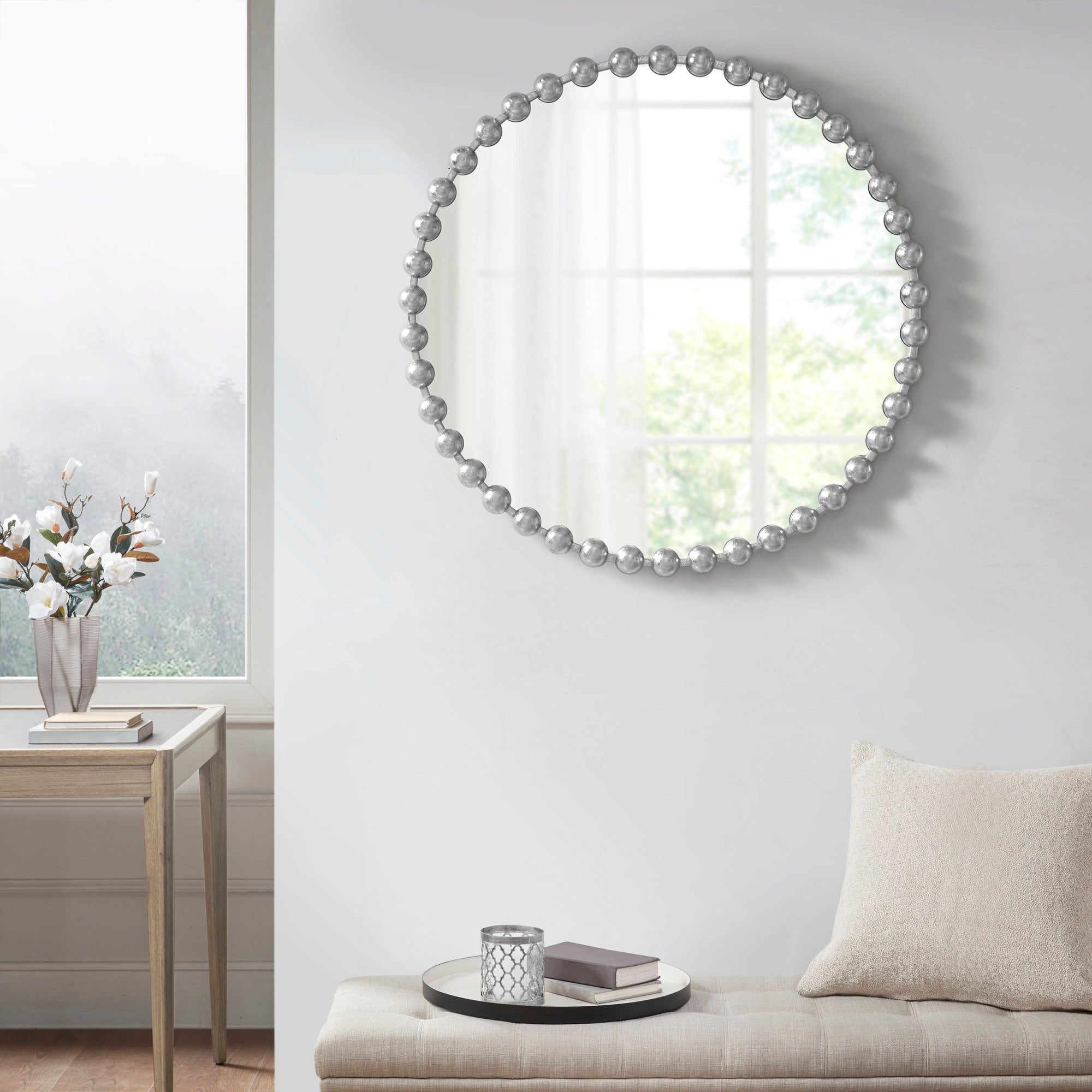 Madison Park Signature Marlowe Beaded Round Wall Mirror