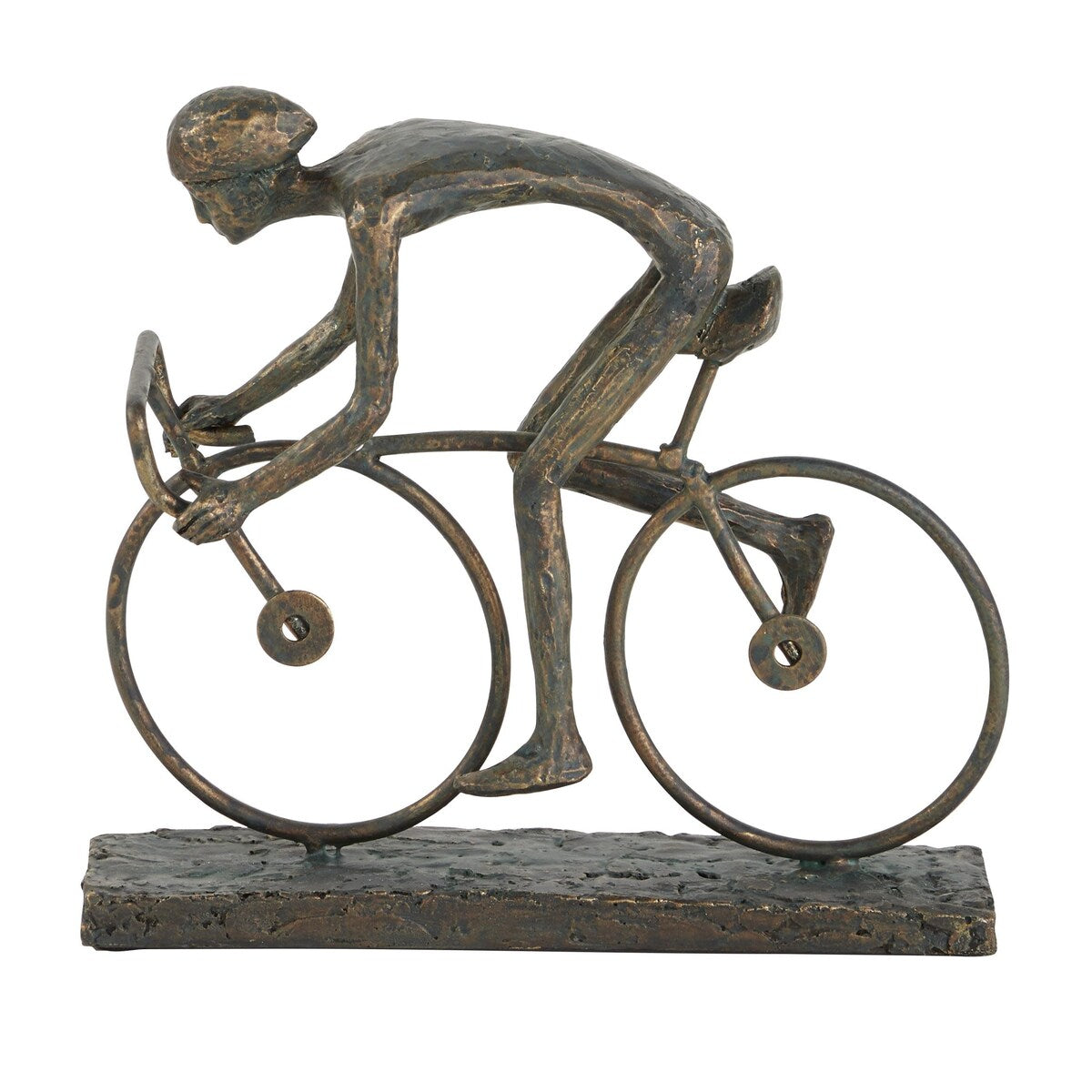 Polystone People Decorative Sculpture with Bike - Bronze - Roche River Decor