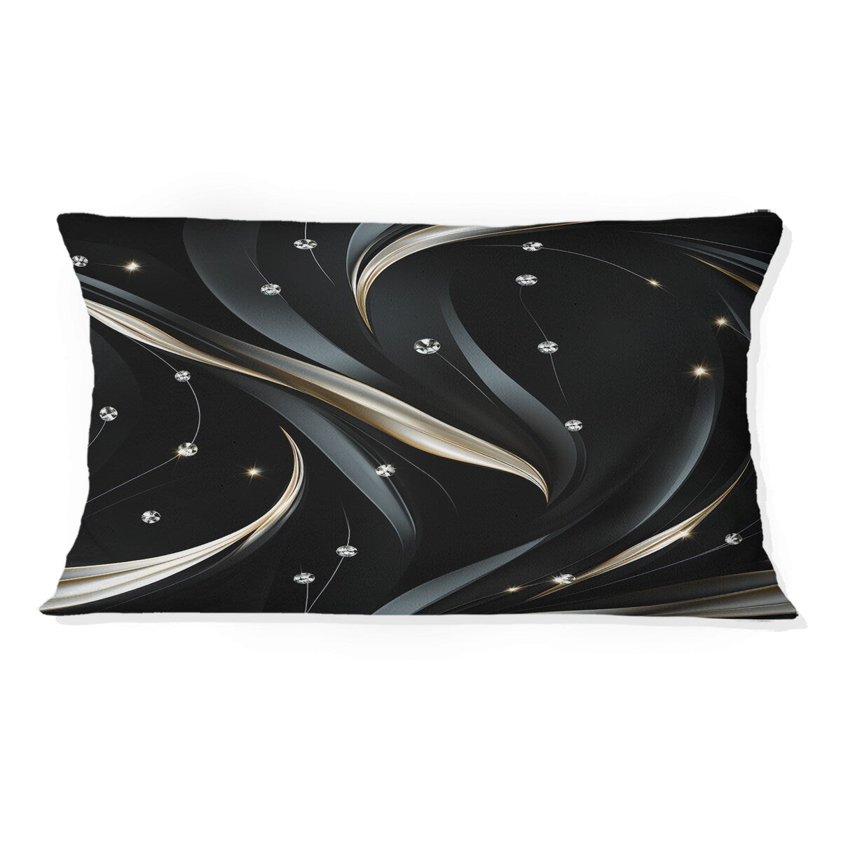 Designart Deep Black Silver Elegance III Glam Printed Throw Pillow