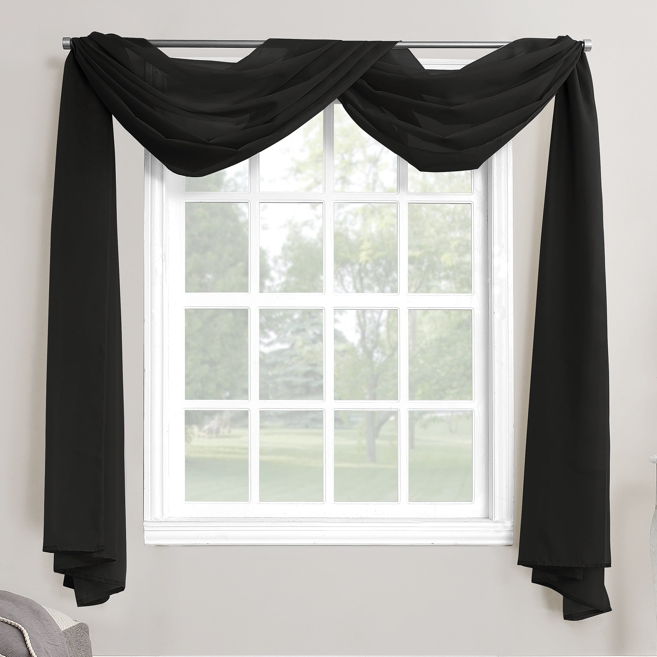 No. 918 Emily Voile Sheer Rod Pocket Window Curtain Scarf, Single Panel