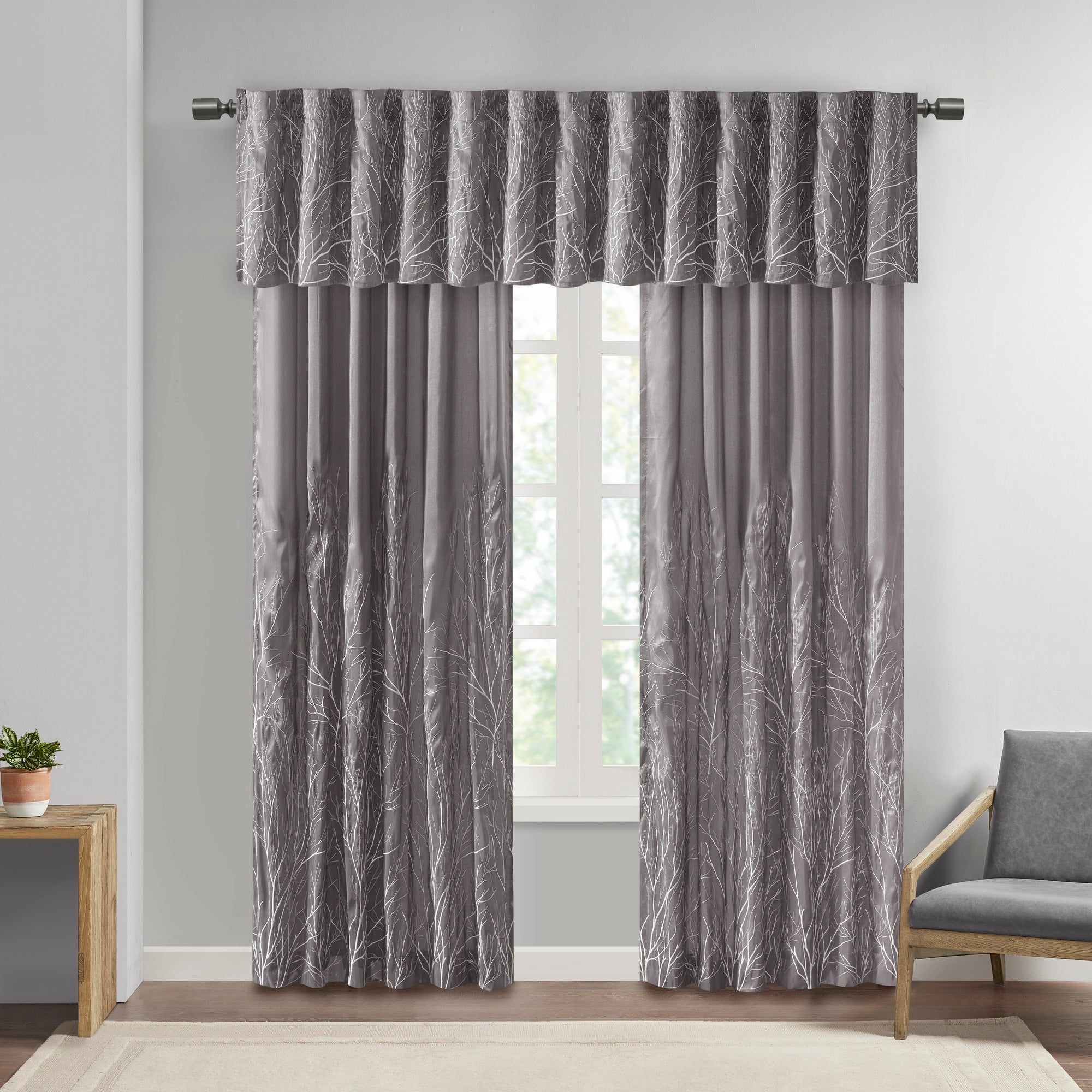 Madison Park Eliza Faux Silk Embroidered Window Valance - 50 x 18