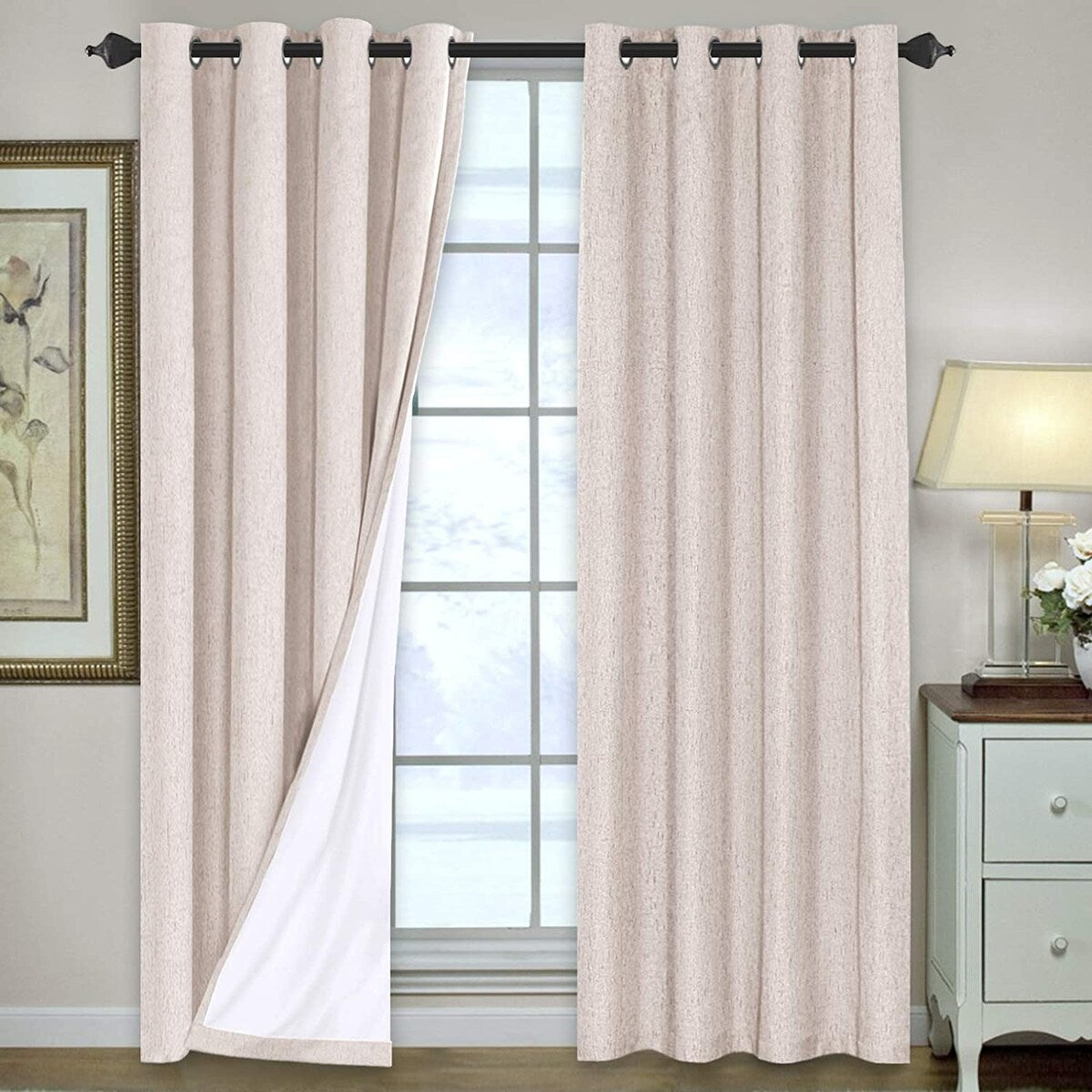 PrimeBeau Thermal Insulated Blackout Curtains w/Waterproof Coating