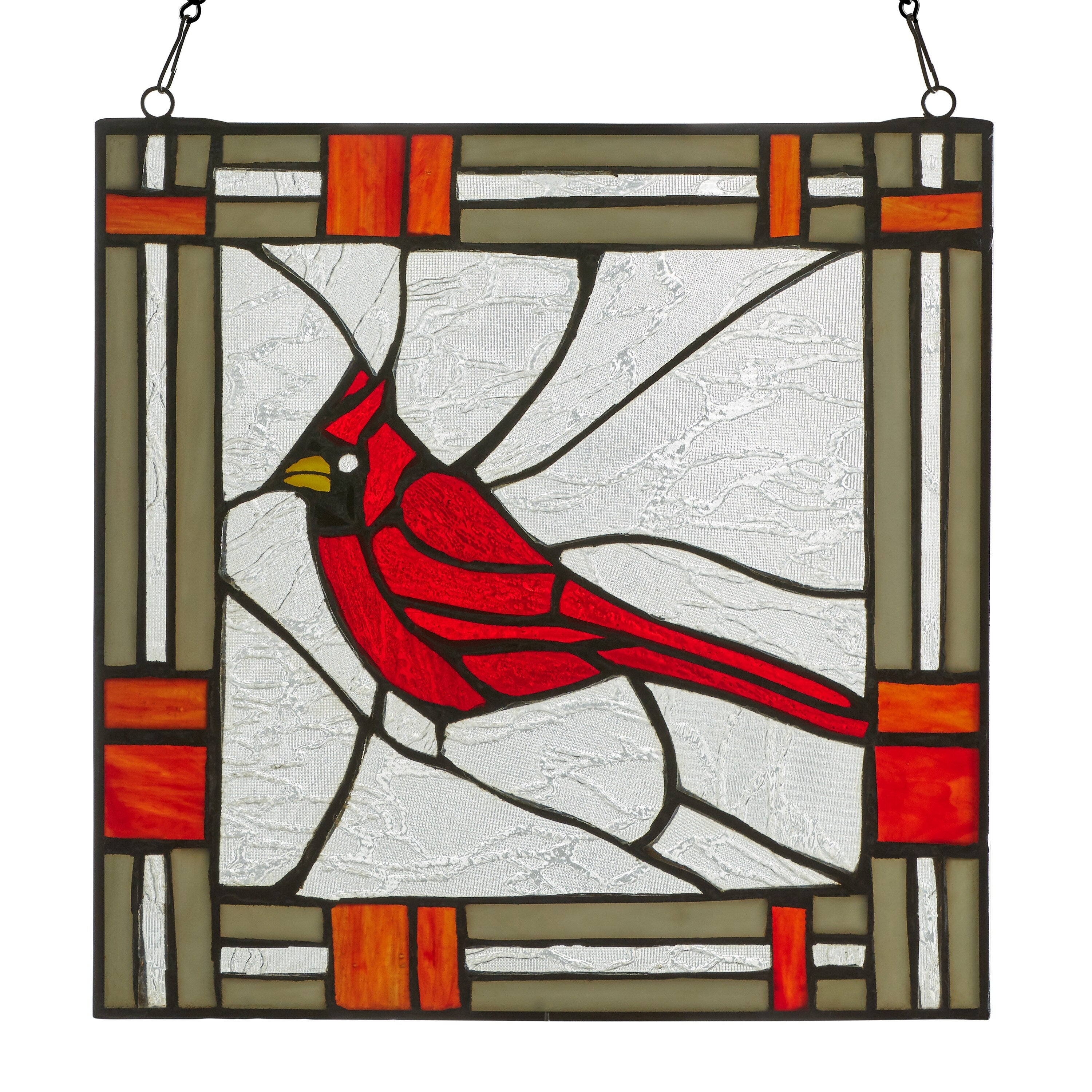 River of Goods 11H Carol the Cardinal Stained Glass Window Panel - 11 x 0.25 x 11