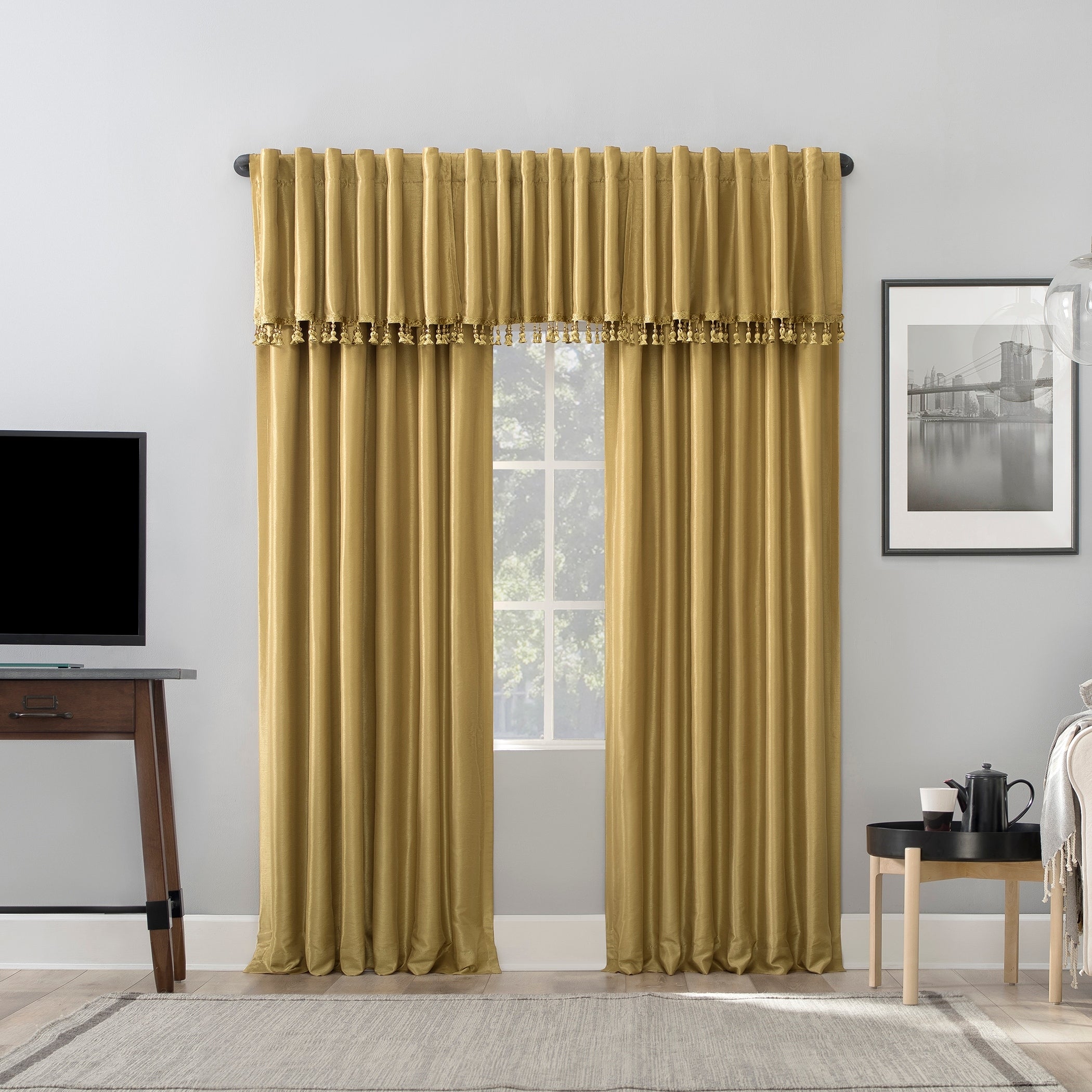 Sun Zero Evelina Faux Dupioni Silk Thermal Extreme Total Blackout Back Tab Curtain Panel, Single Panel