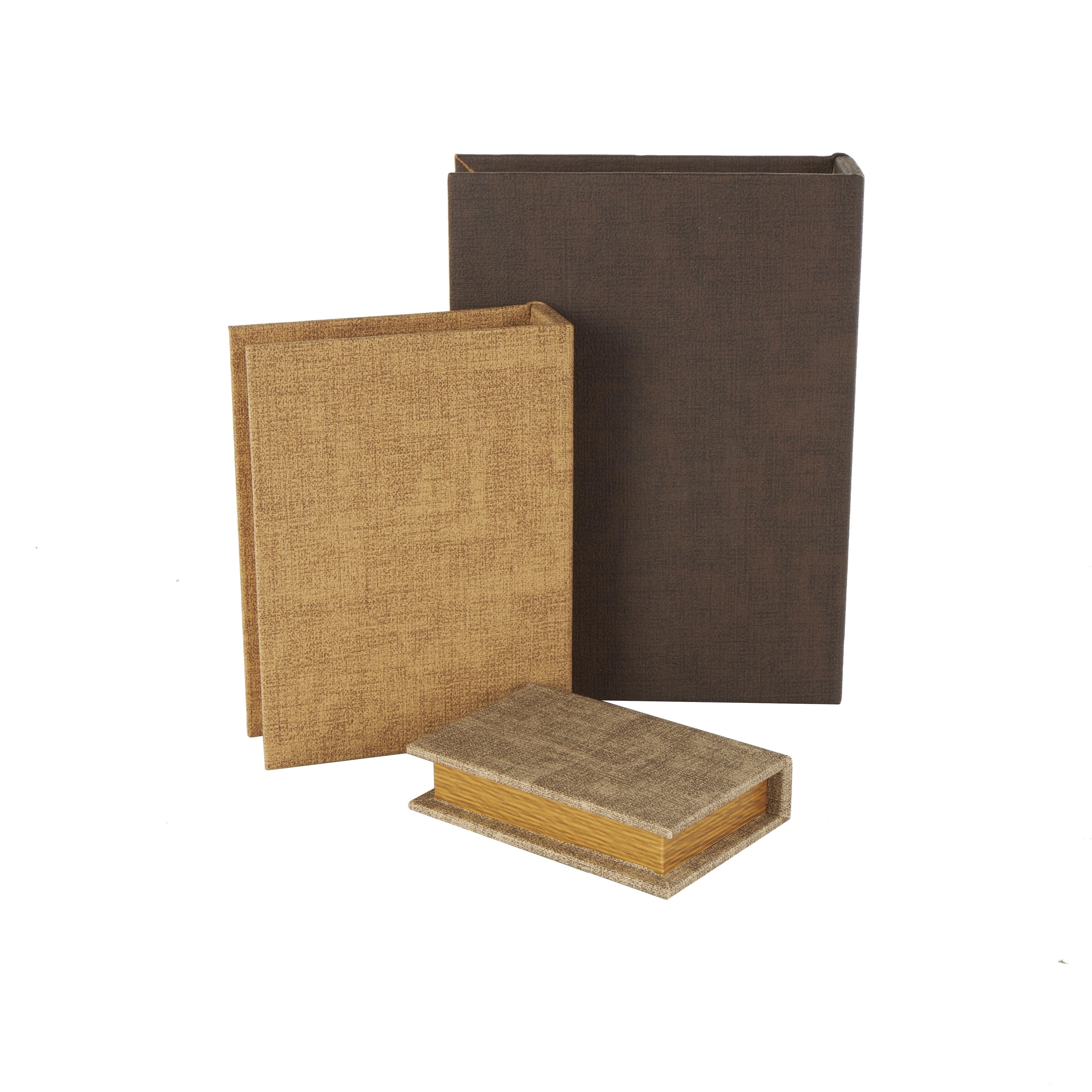 Linen Leather or Wooden Fabric Storage Book Decorative Box - Set of 3 or 4 Multi Colored - Roche River Decor