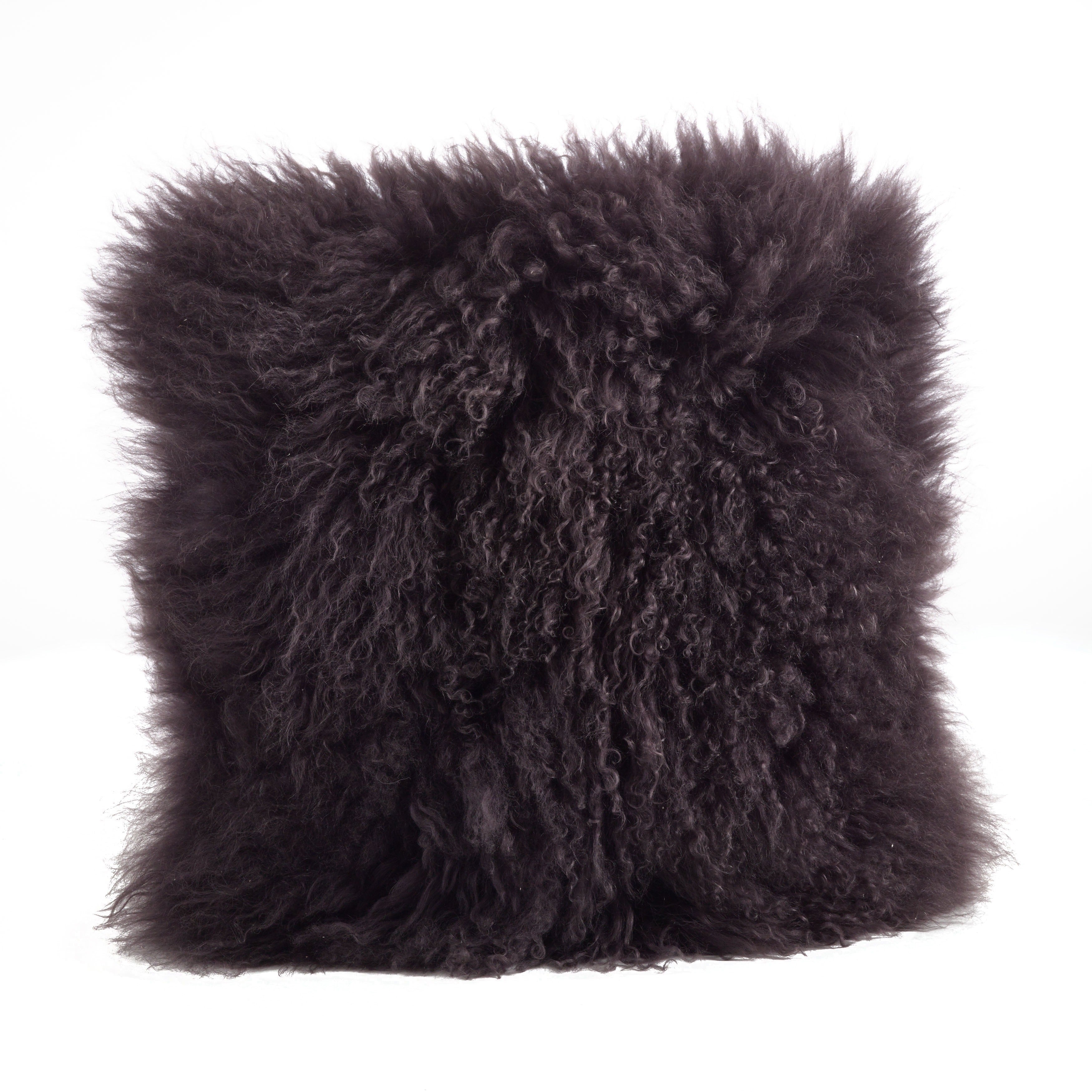 Wool Mongolian Lamb Fur Decorative Throw Pillow