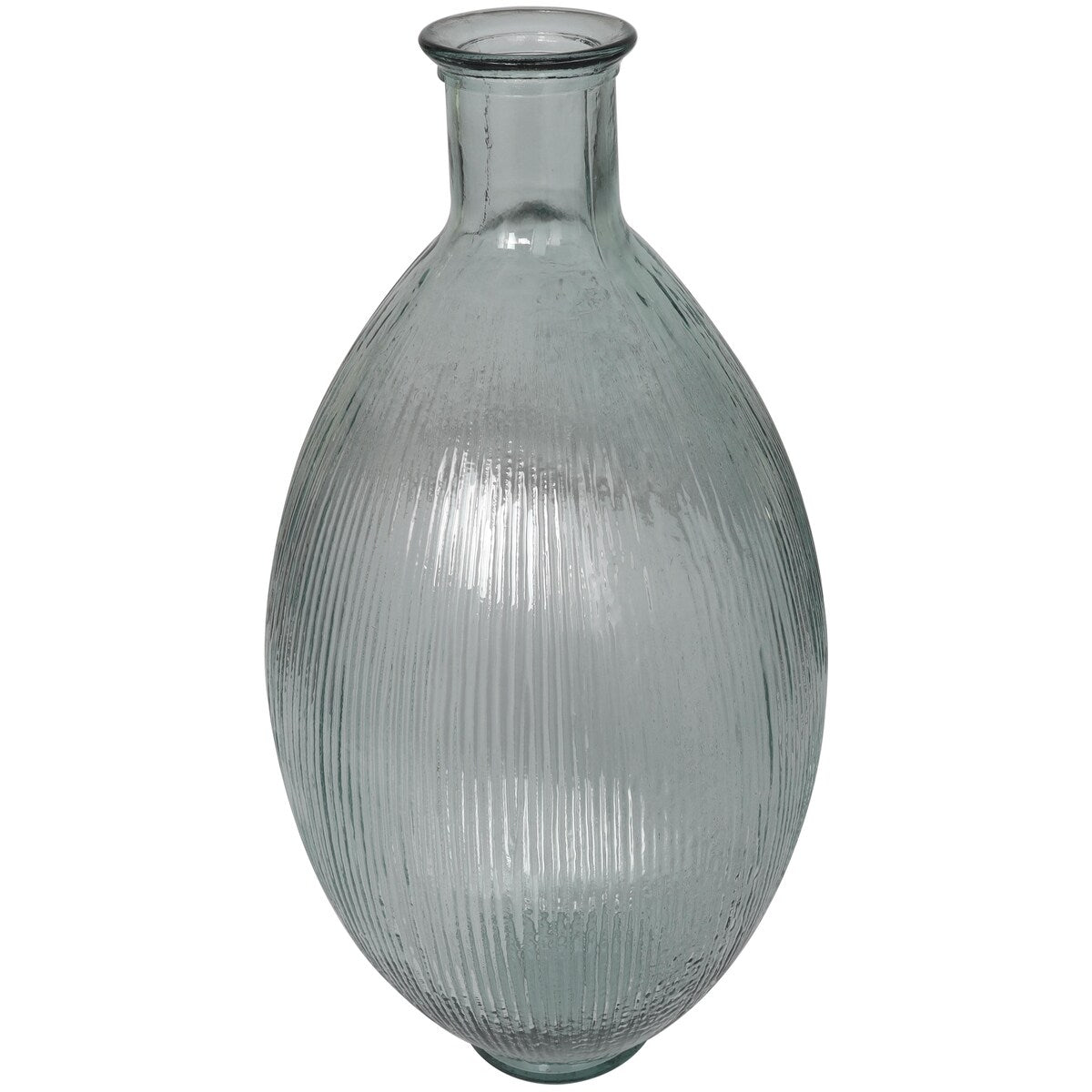 Recycled Glass Handmade Ribbed Spanish Bottle Decorative Vase - Clear - Roche River Decor