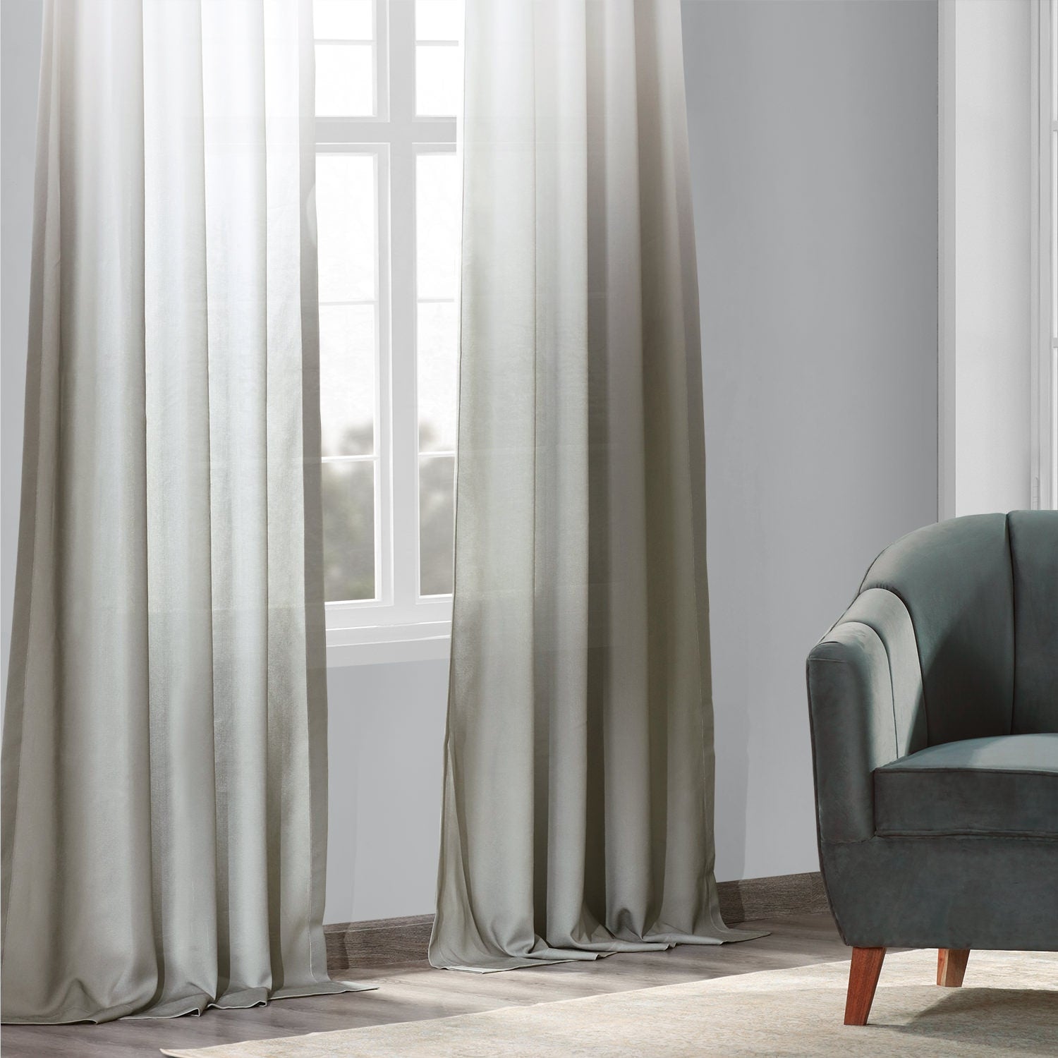 Exclusive Fabrics Ombre Faux Linen Light Filtering Curtains (1 Panel) - Lightweight Elegance, Natural Light Enhancement