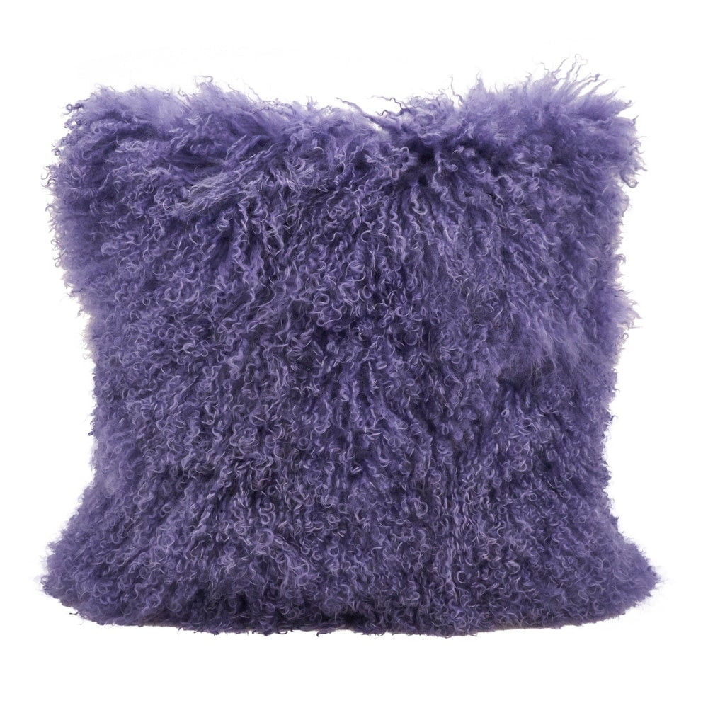 Wool Mongolian Lamb Fur Decorative Throw Pillow