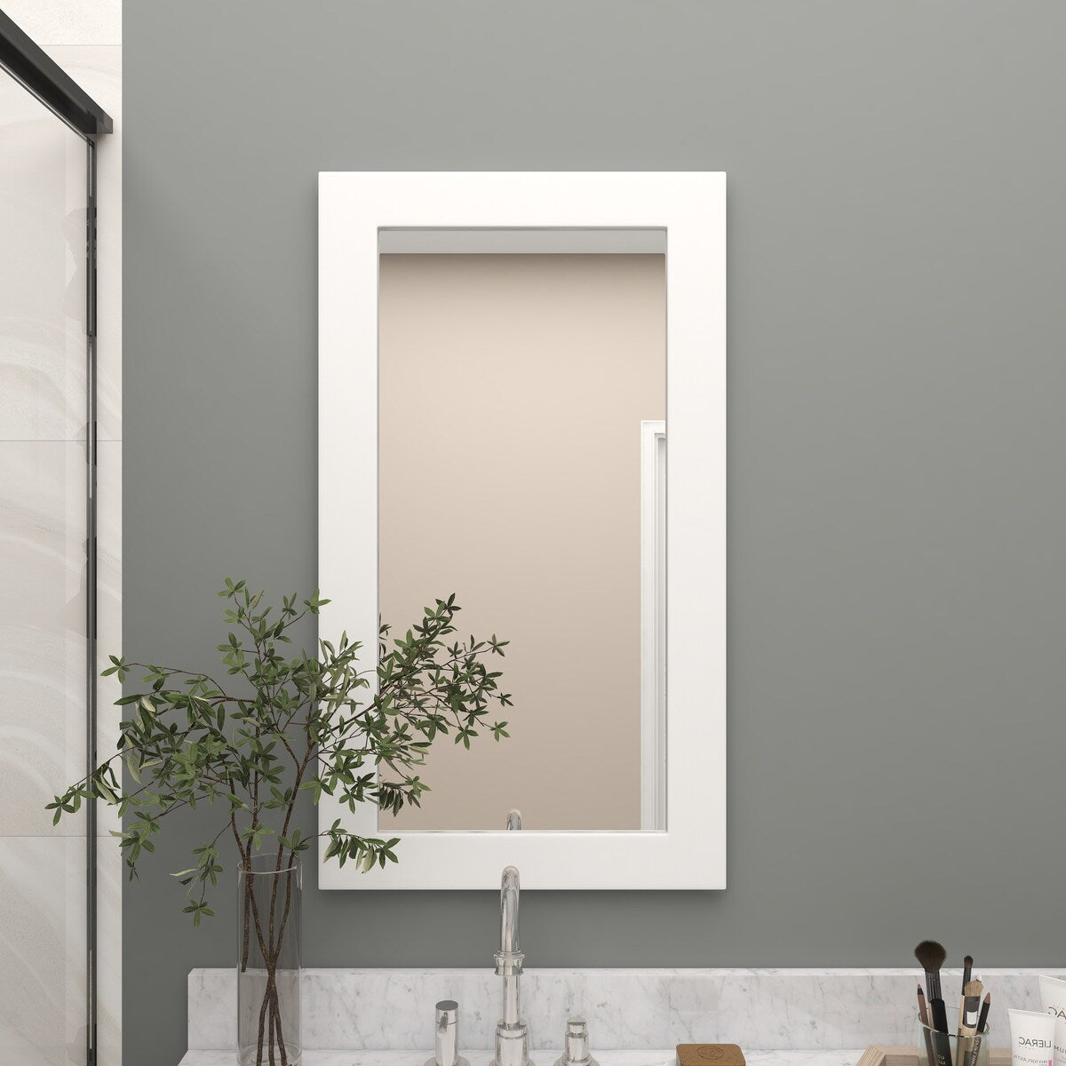 Wooden Rectangular Minimalistic Room Wall Mirror - White or Black - Roche River Decor