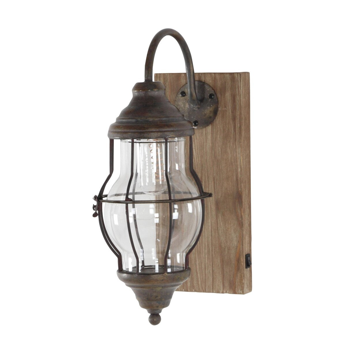 Metal Battery Operated Room Accent Lamp with Included Fixed LED Light - Brown - Roche River Decor