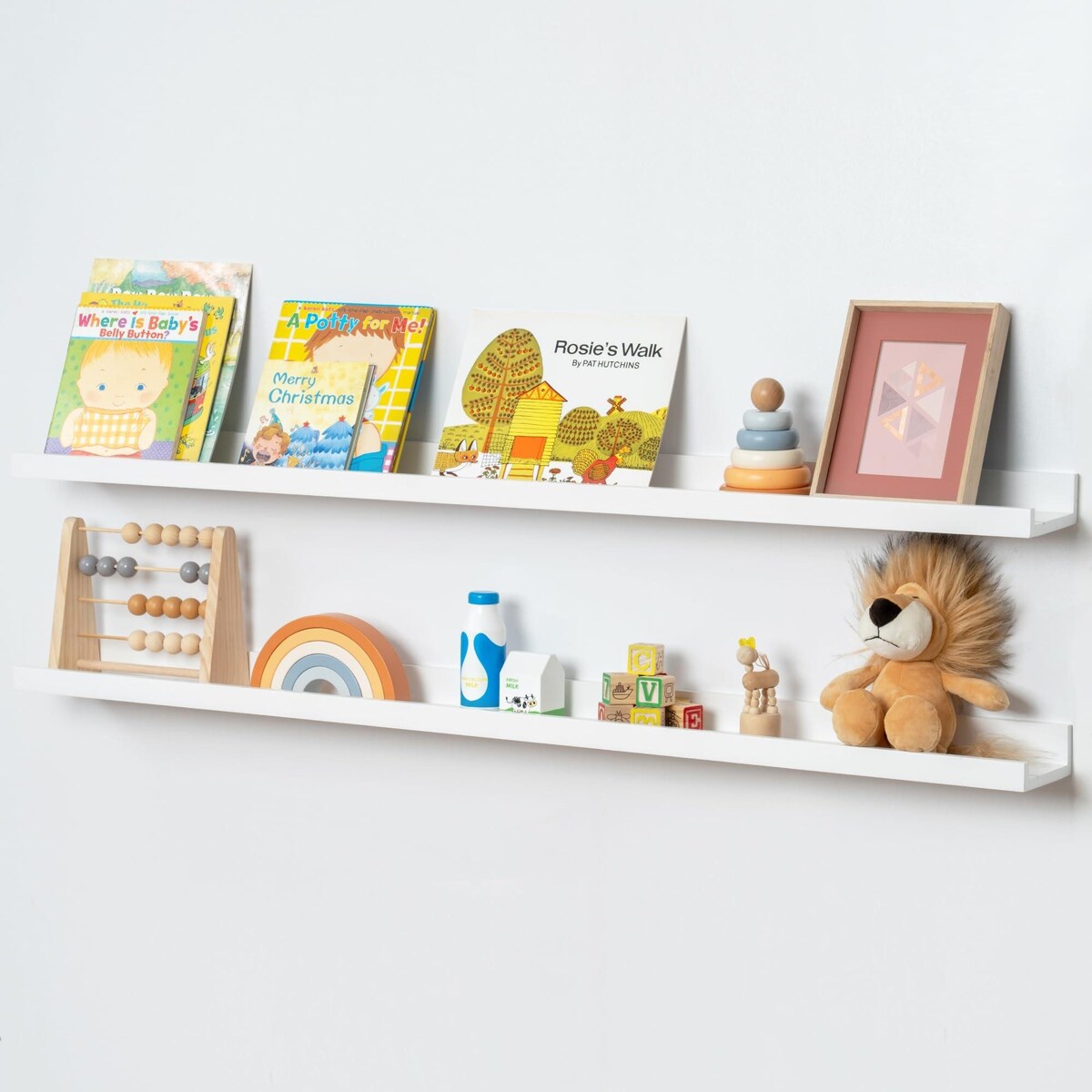 Solid Pine Wood Floating Ledge Shelves 2 Packs for Wall