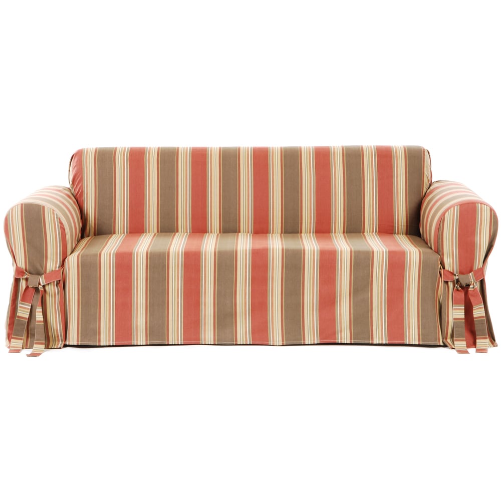 Classic Slipcovers Classic Stripe Cotton Loveseat Slipcover - N/A