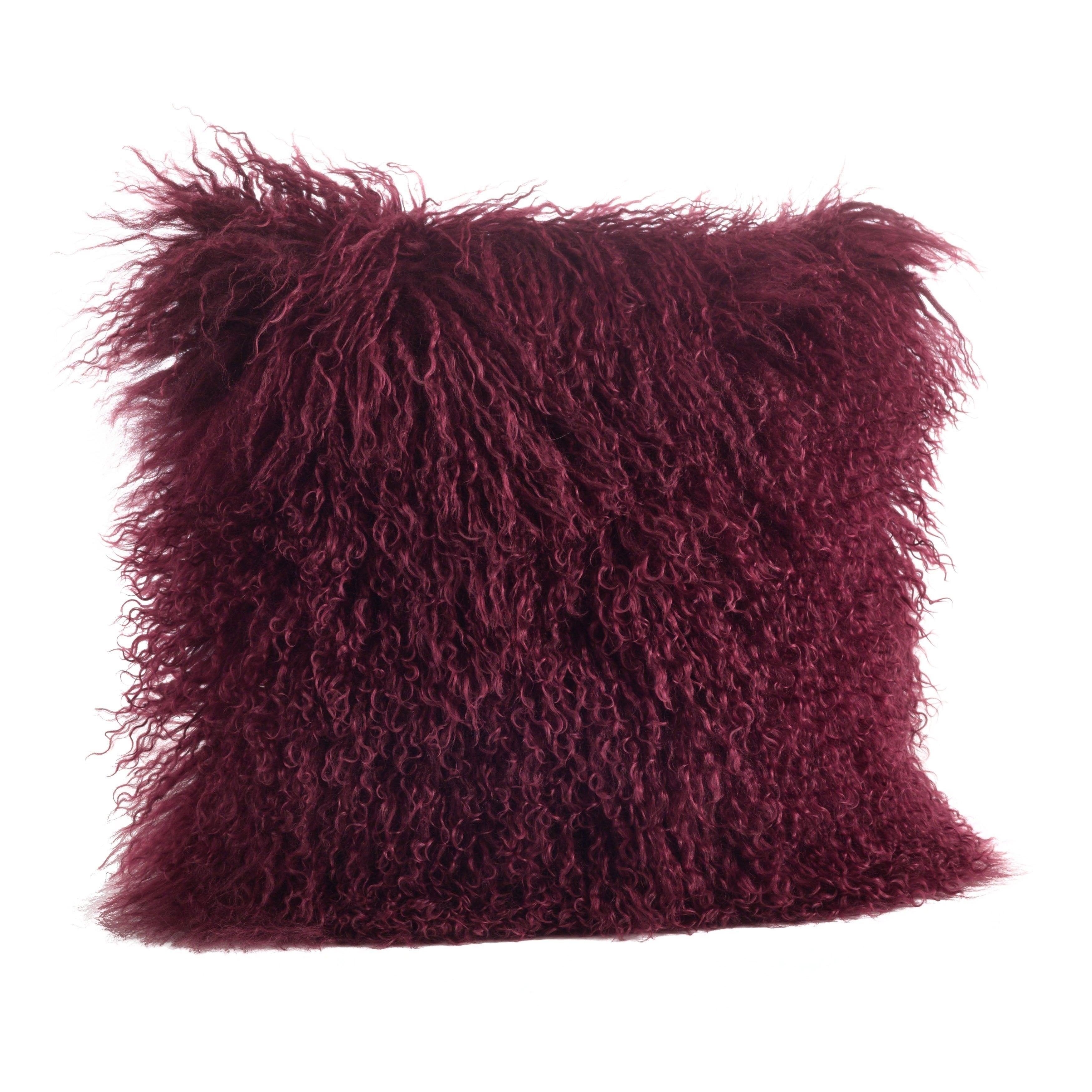 Wool Mongolian Lamb Fur Decorative Throw Pillow