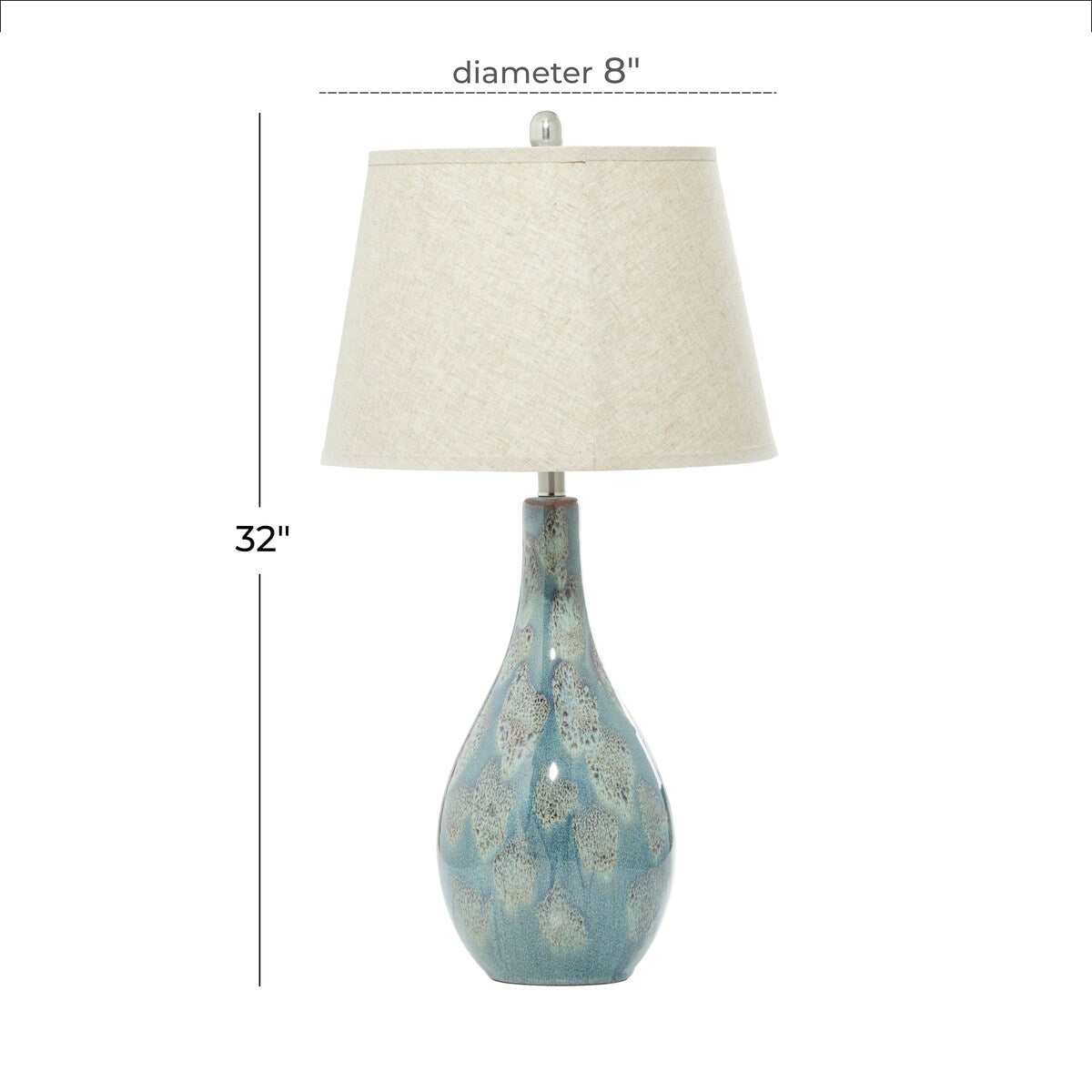 Ceramic Abstract Textured Room Table Lamp with Drum Shade - Set of 2 Teal - Roche River Decor