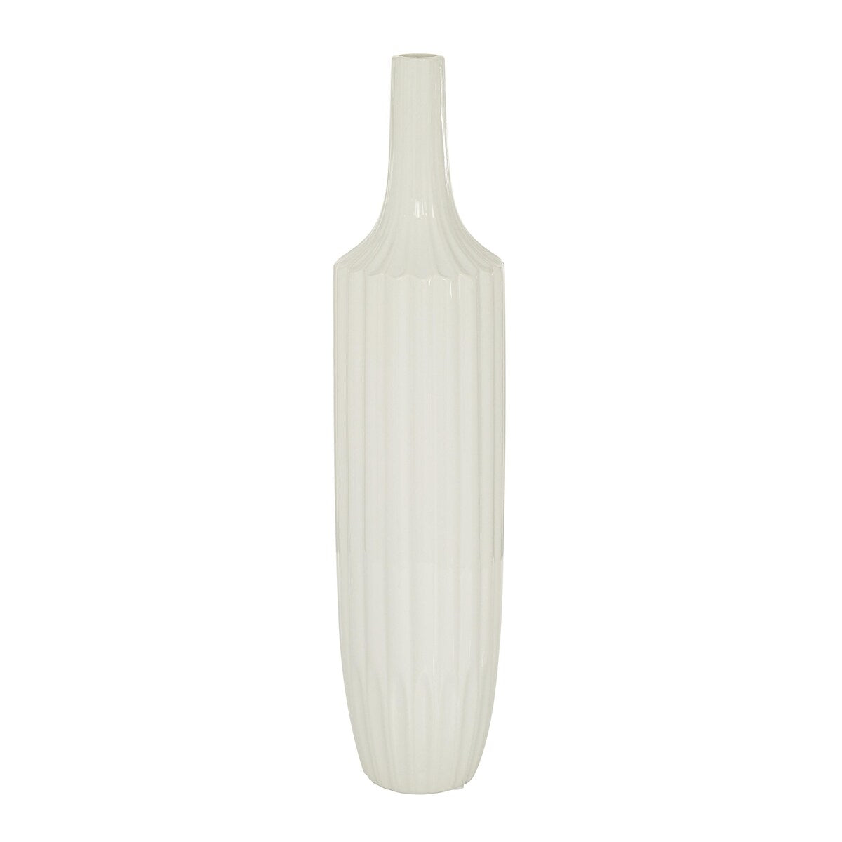 Ceramic Stripe Texture Decorative Vase - White - Roche River Decor