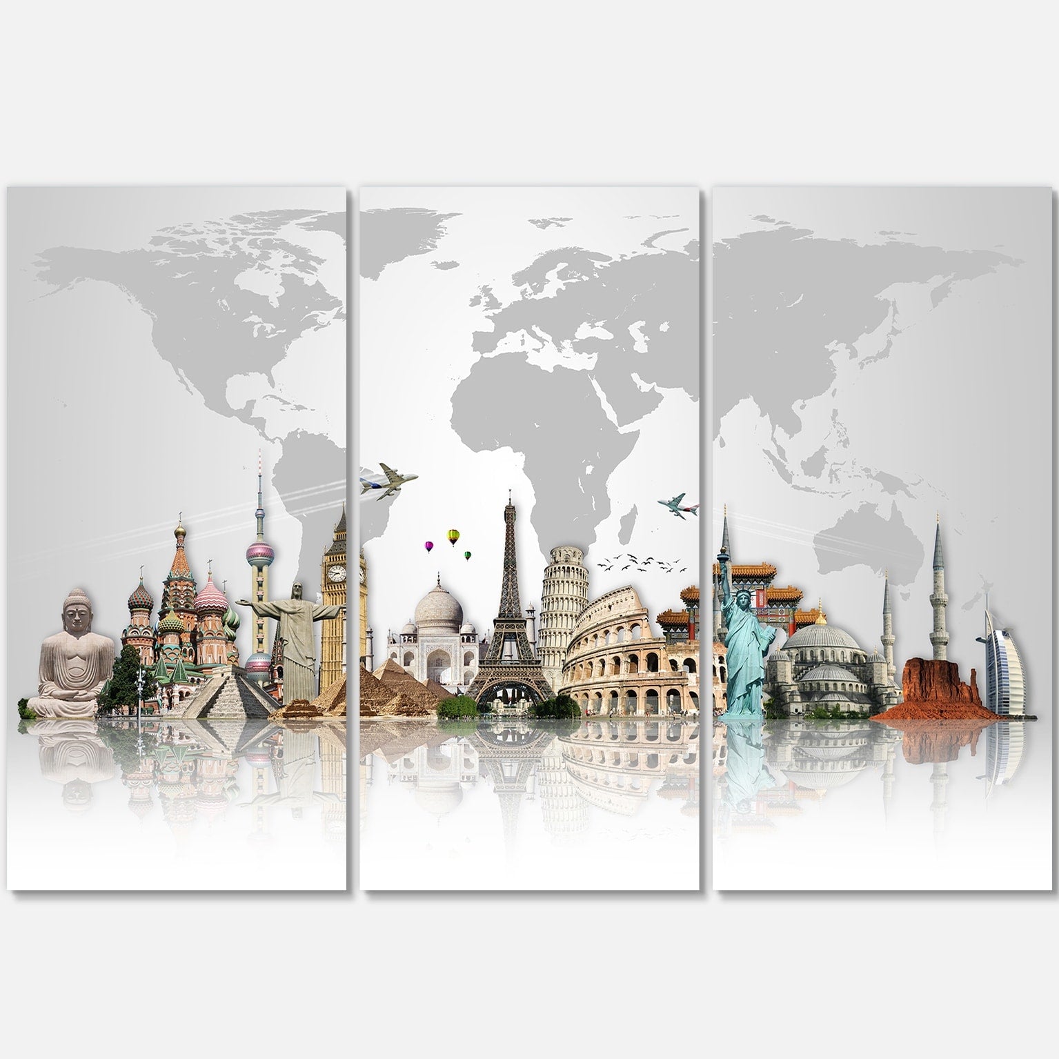 Famous Monuments Across World - Art Glossy Metal Wall Art - 36x28