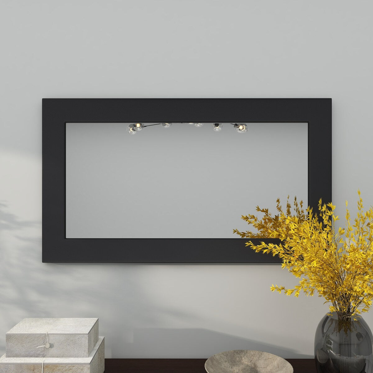 Wooden Rectangular Minimalistic Room Wall Mirror - White or Black - Roche River Decor